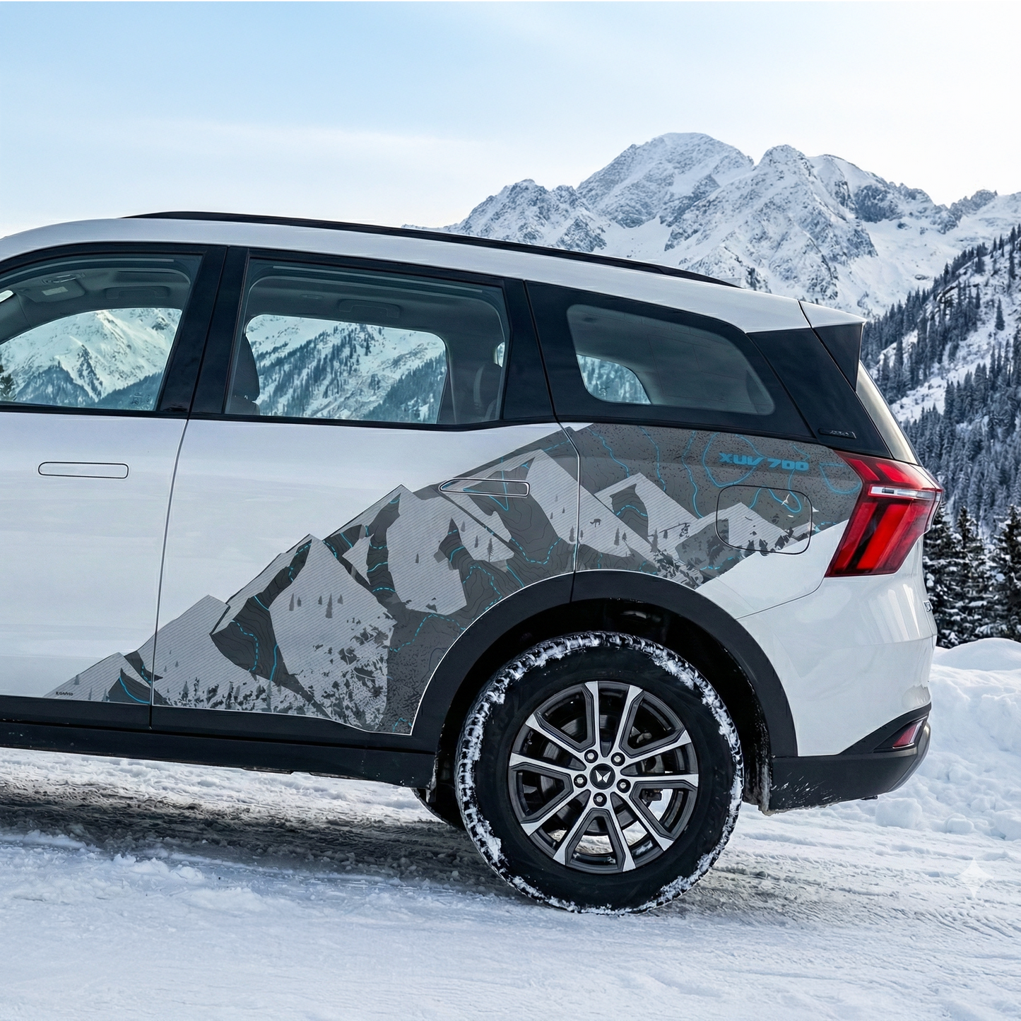 Alpha Overland Edition Graphics for Mahindra XUV700 white 