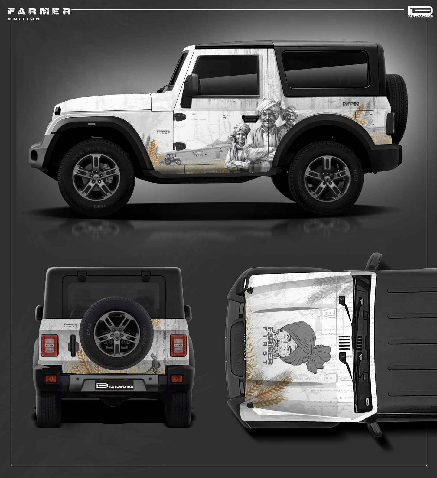 Farmer Edition car graphics for Mahindra Thar lifestyle photo