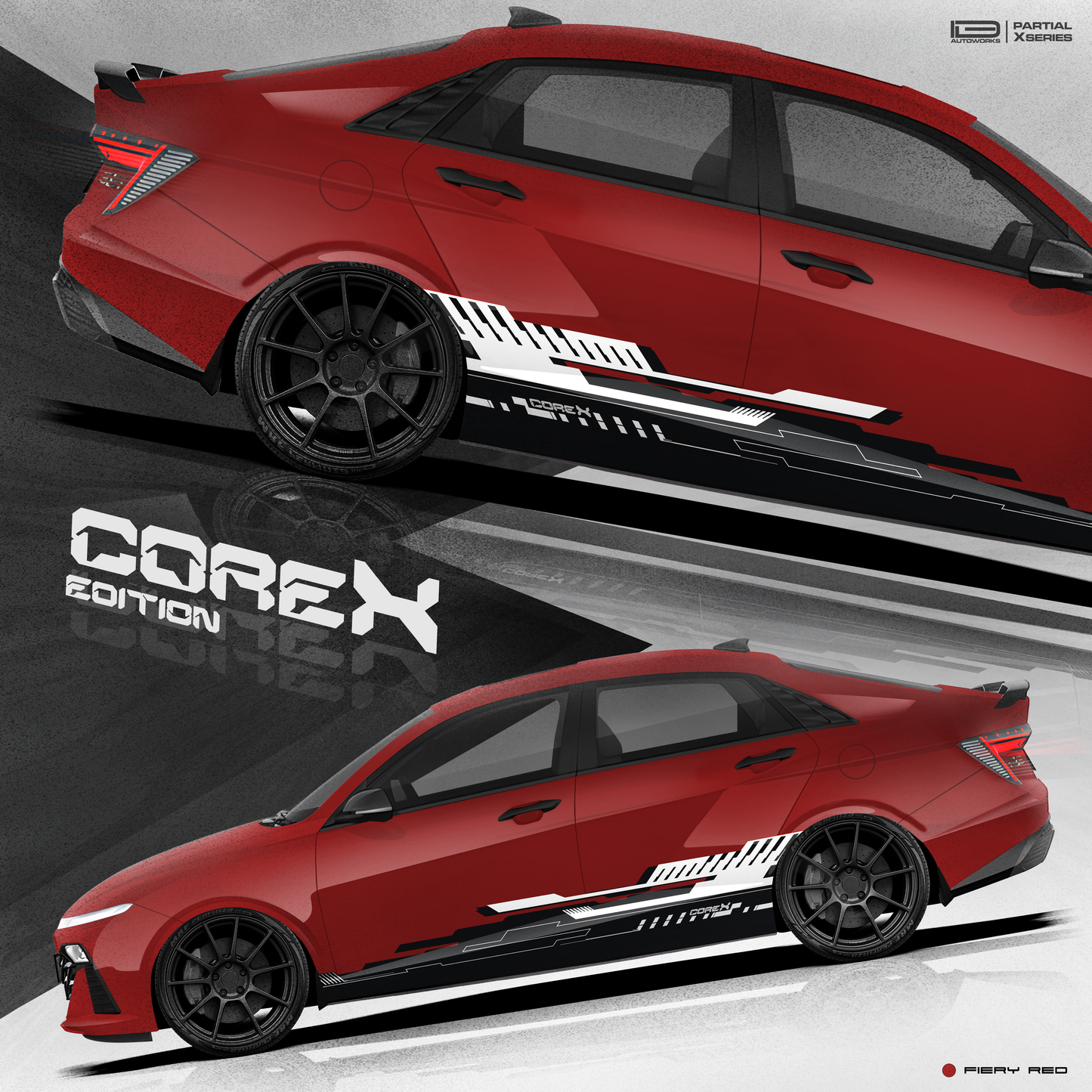Hyundai Verna Vinyl Graphics - Partial X Series CoreX Edition