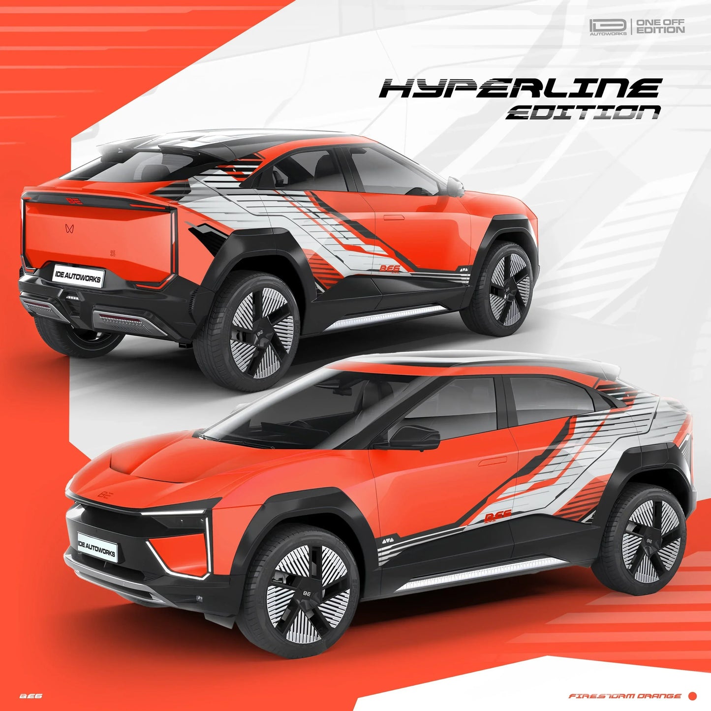 Hyperline Edition Graphics for Mahindra BE6 Orange