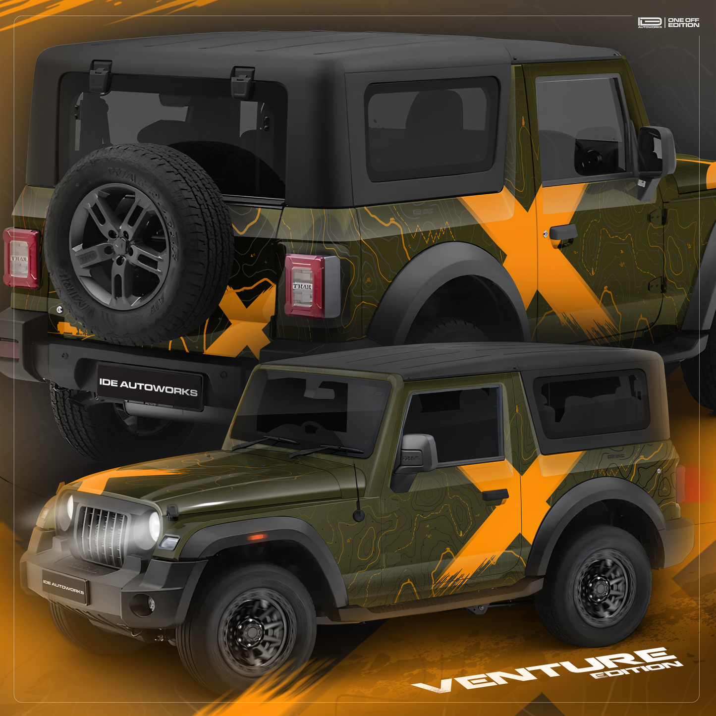 VentureX Edition Graphics for Mahindra Thar green