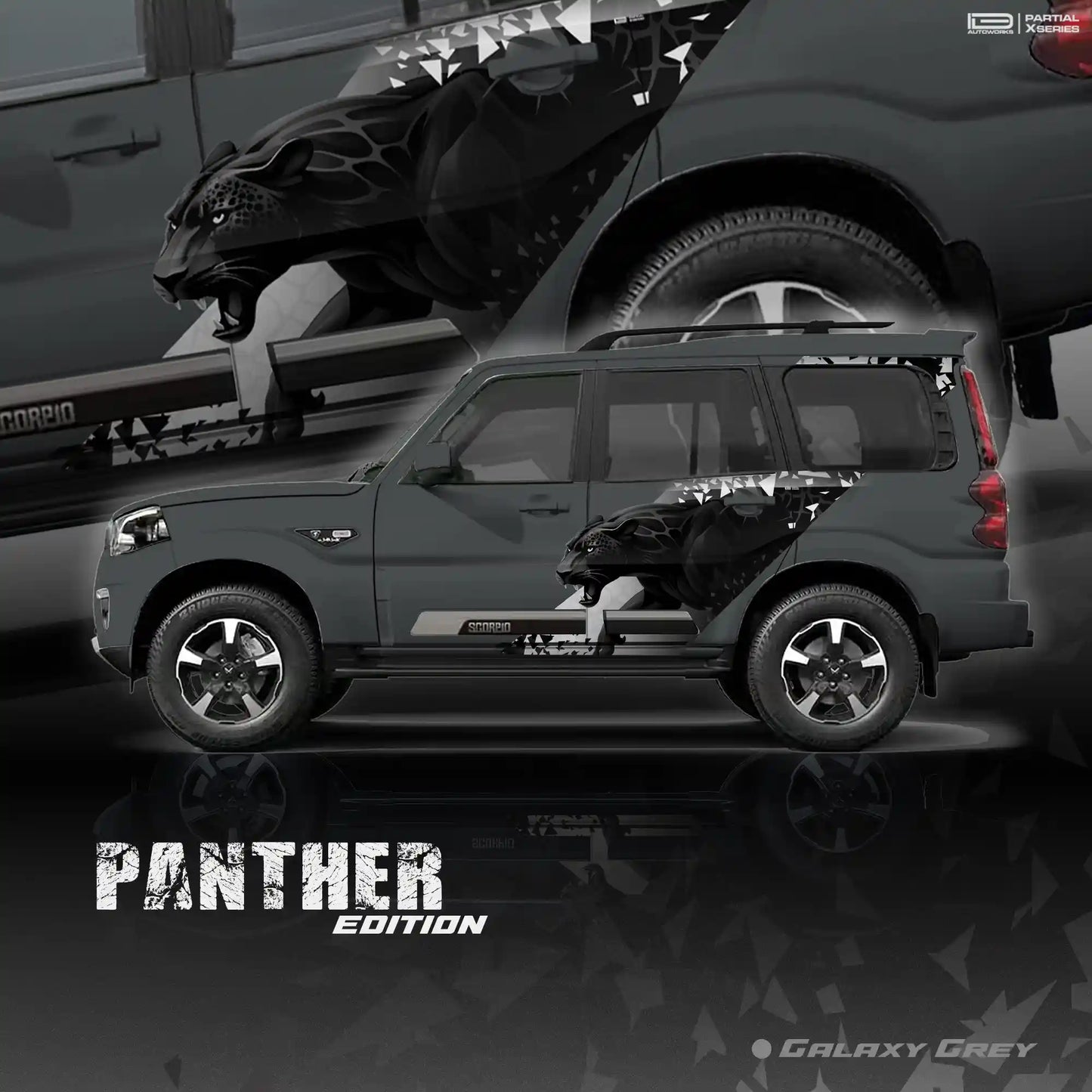 Panther Edition Car Graphics for Mahindra Scorpio S11  IDE Partial X Series