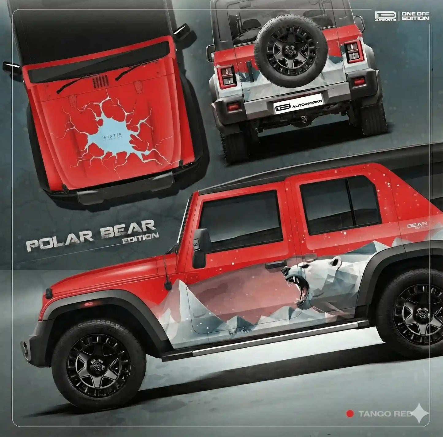 Polar Bear Edition Graphics for Mahindra Thar Roxx white