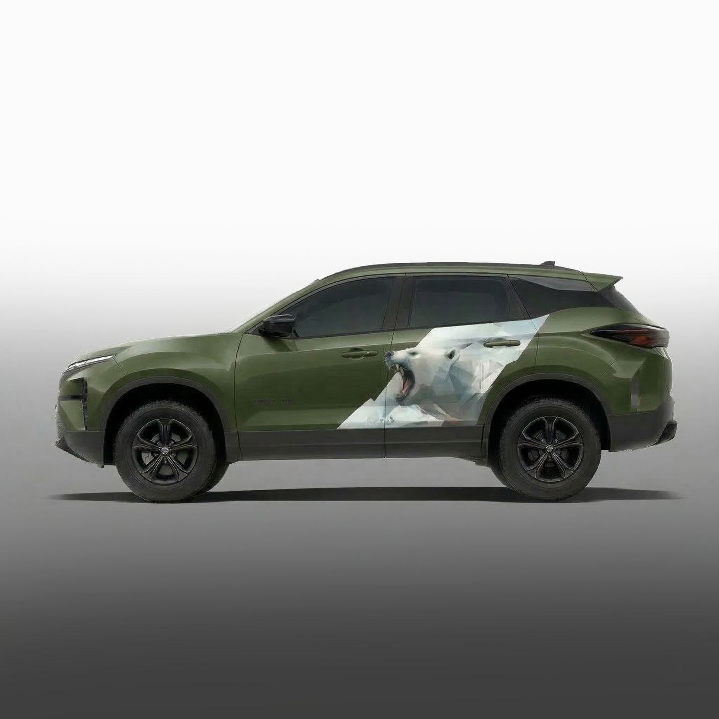 Snow Bear Edition Graphics for Tata Harrier seaweed green