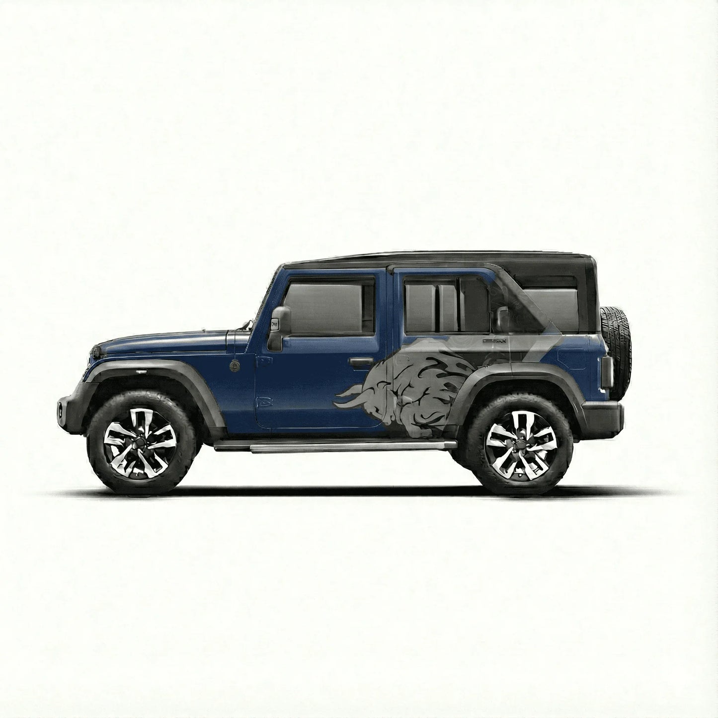 Bull Edition Graphics for Mahindra Thar Roxx blue
