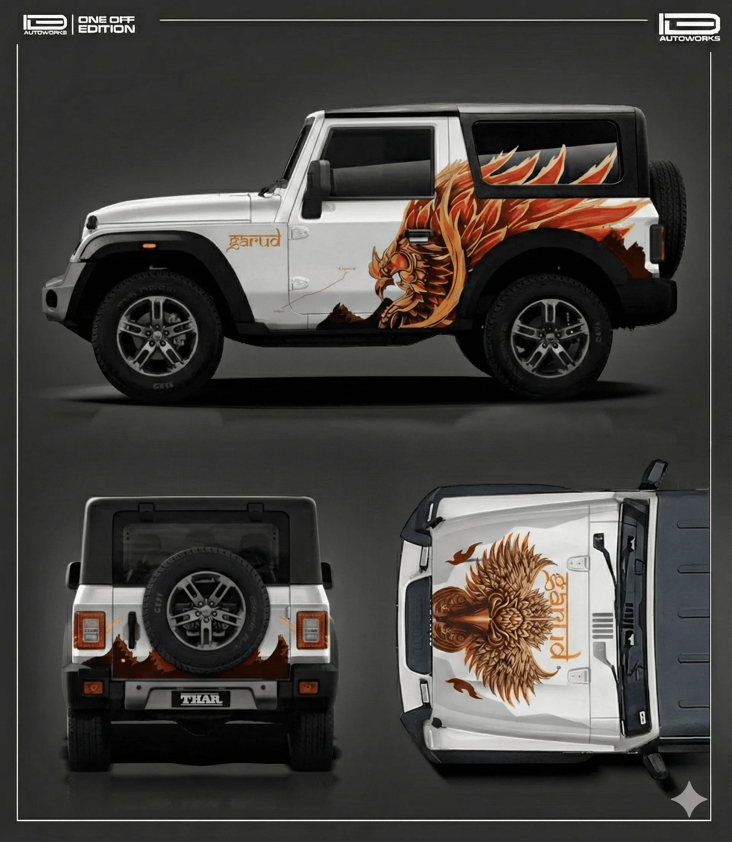 Garuda Edition Graphics for Mahindra Thar white