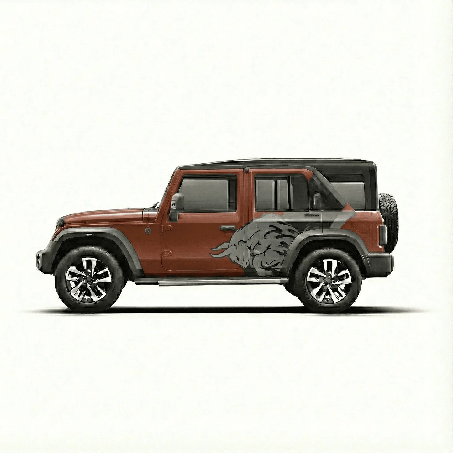 Bull Edition Graphics for Mahindra Thar Roxx brown