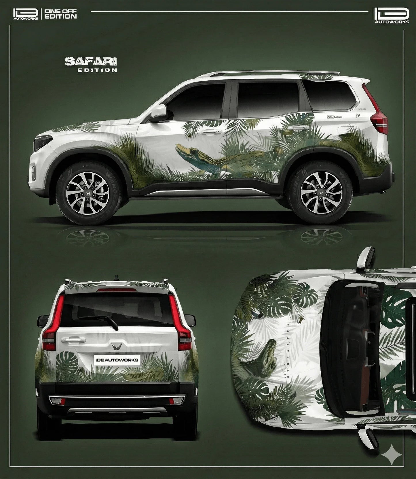 Safari Edition Graphics for Mahindra Scorpio N white