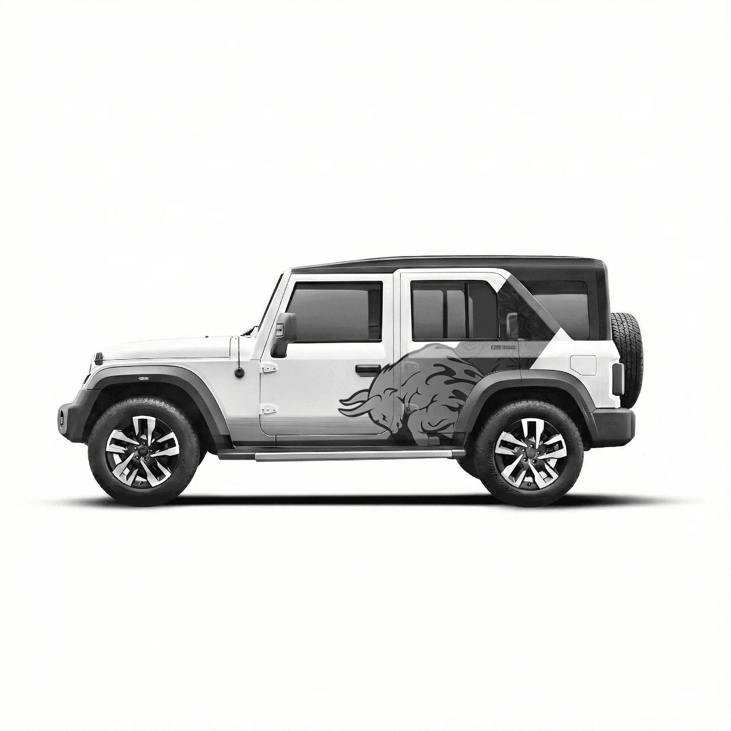 Bull Edition Graphics for Mahindra Thar Roxx white