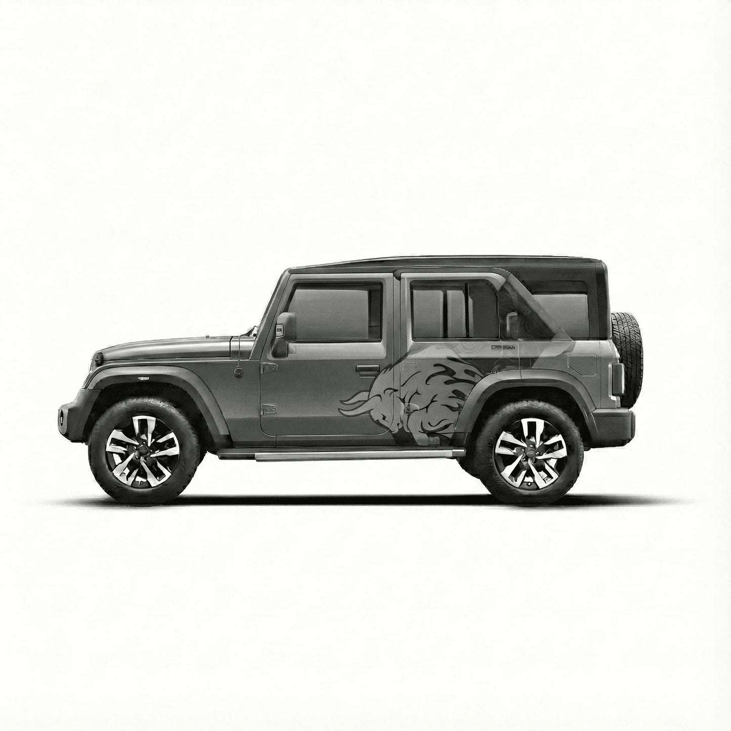 Bull Edition Graphics for Mahindra Thar Roxx grey