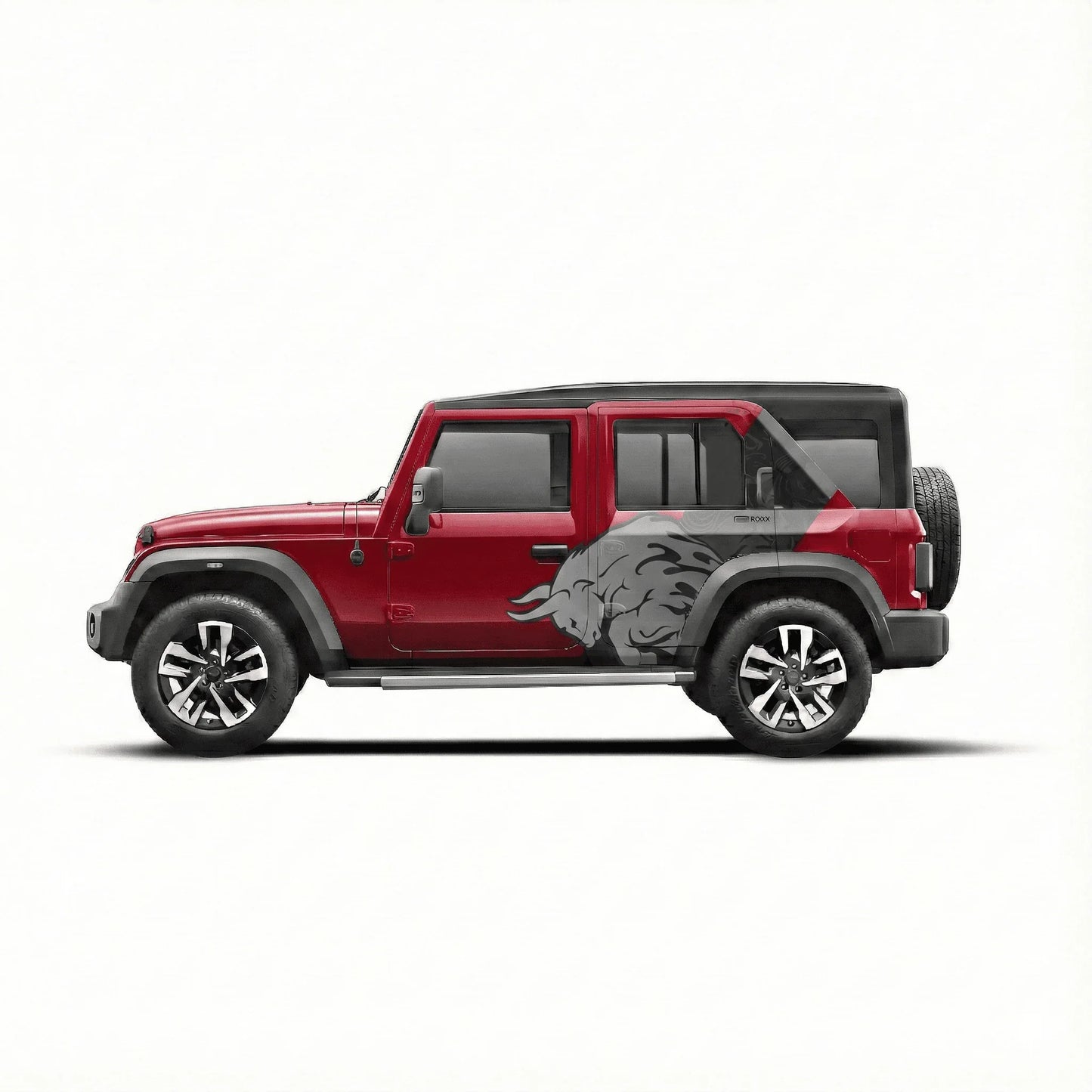 Bull Edition Graphics for Mahindra Thar Roxx red