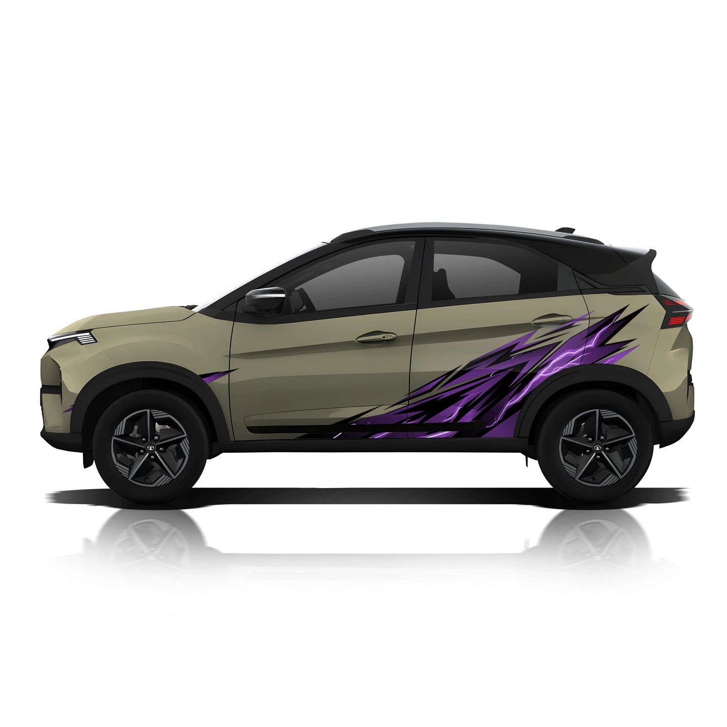 Thunderline Edition partial vinyl wrap for Tata Nexon Grassland beige 