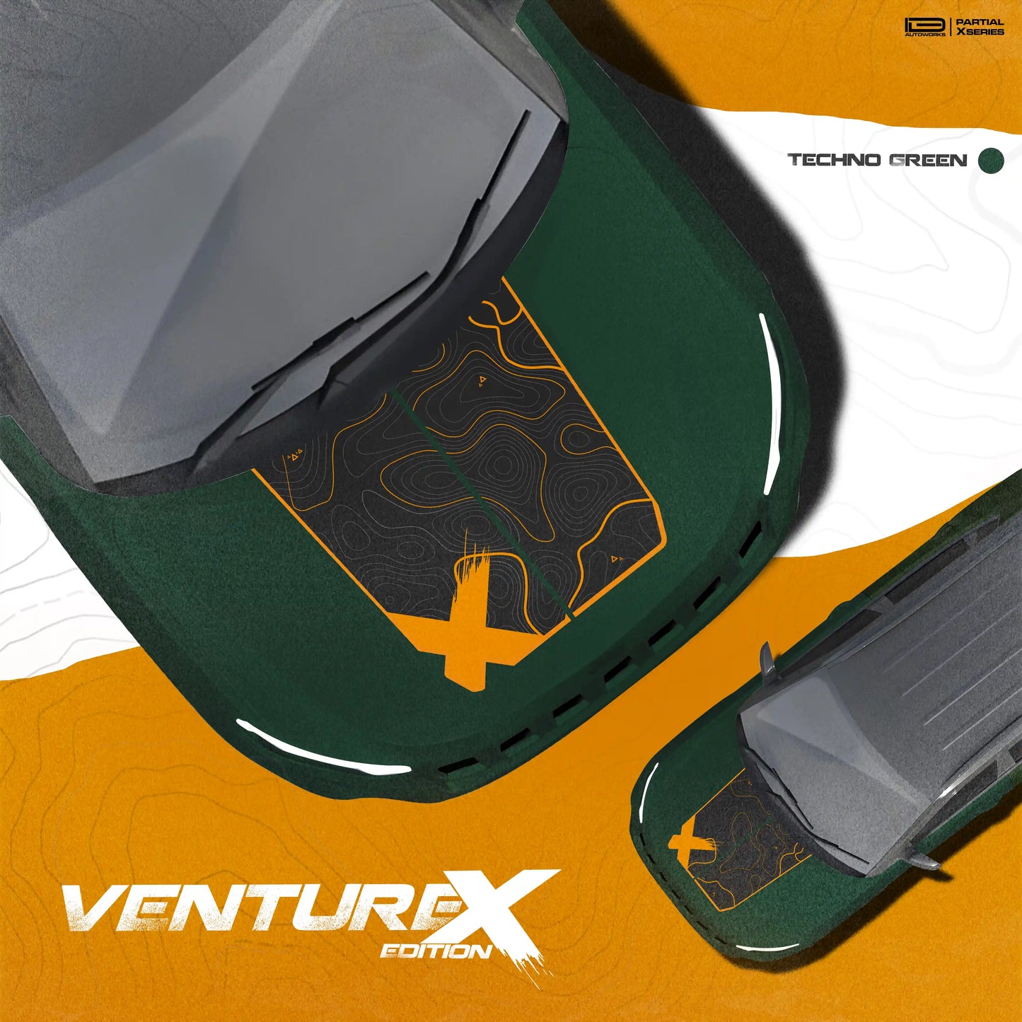 Venture X Edition Bonnet graphics for the Jeep Compass White by IDE Autoworks