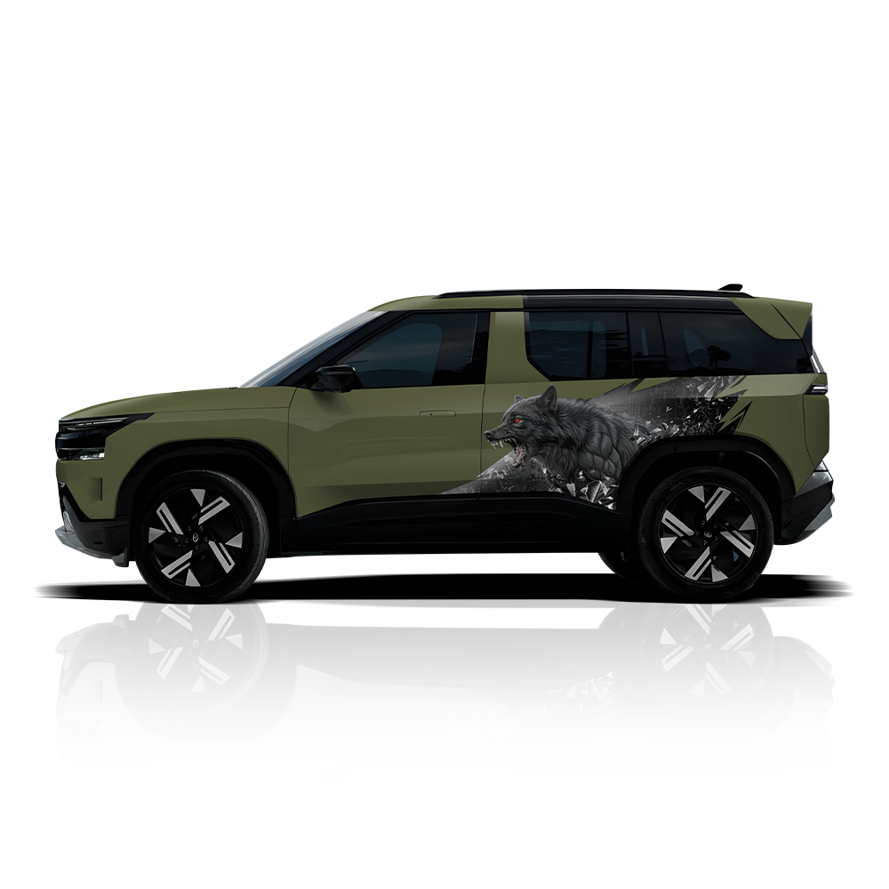 Wolf edition graphics for tata Sierra Green