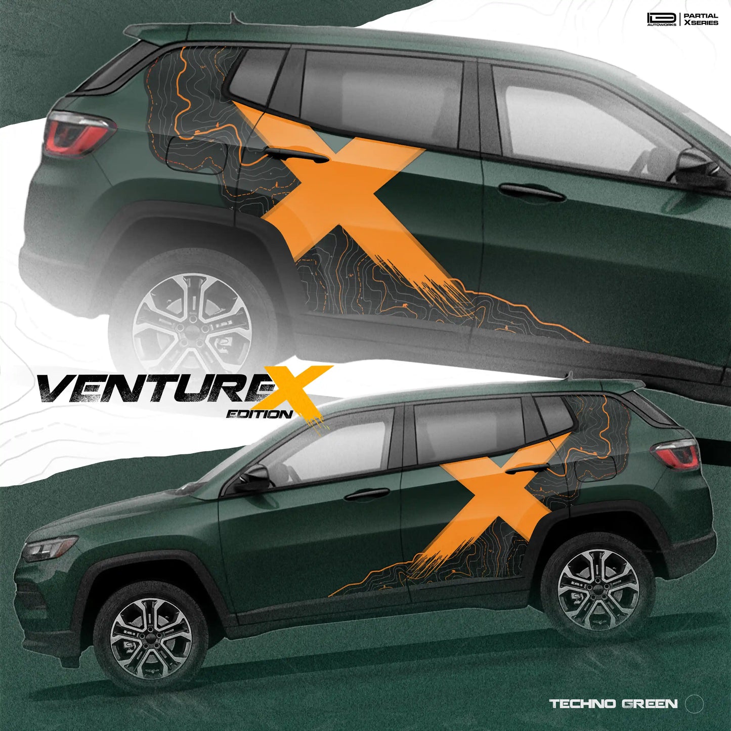 Venture X Edition IDE Partial X Series graphics for the Jeep Compass blue