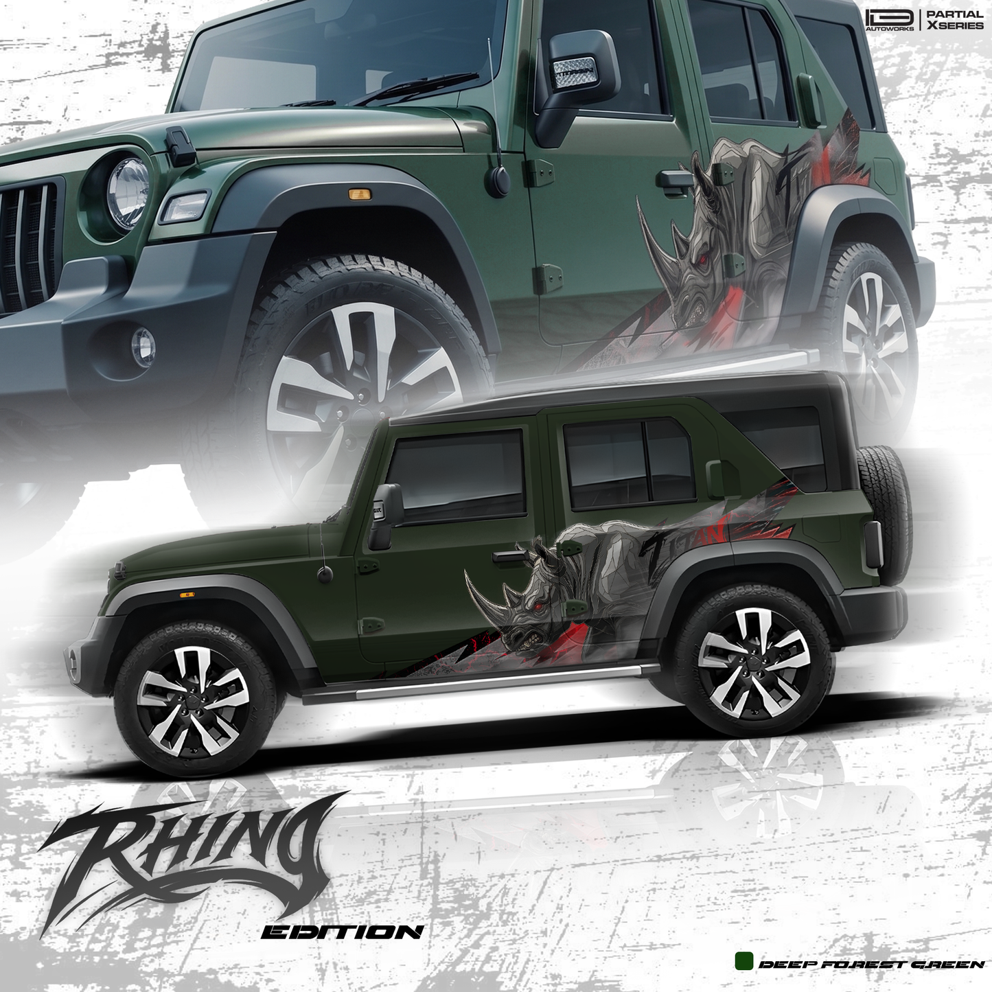 Rhino Edition Graphics for Mahindra Roxx  IDE Partial X Series