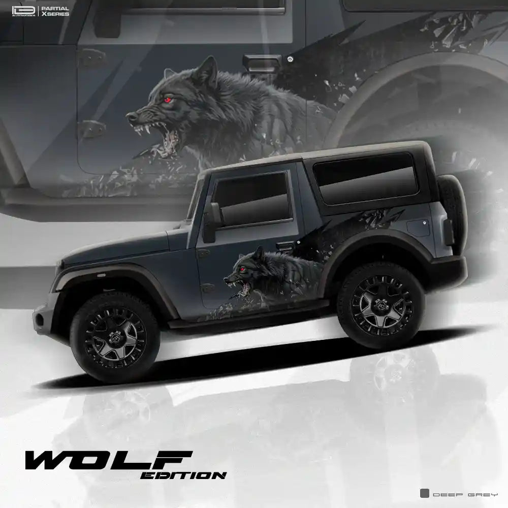 Wolf Edition Graphics for Mahindra Thar White IDE Partial X Series