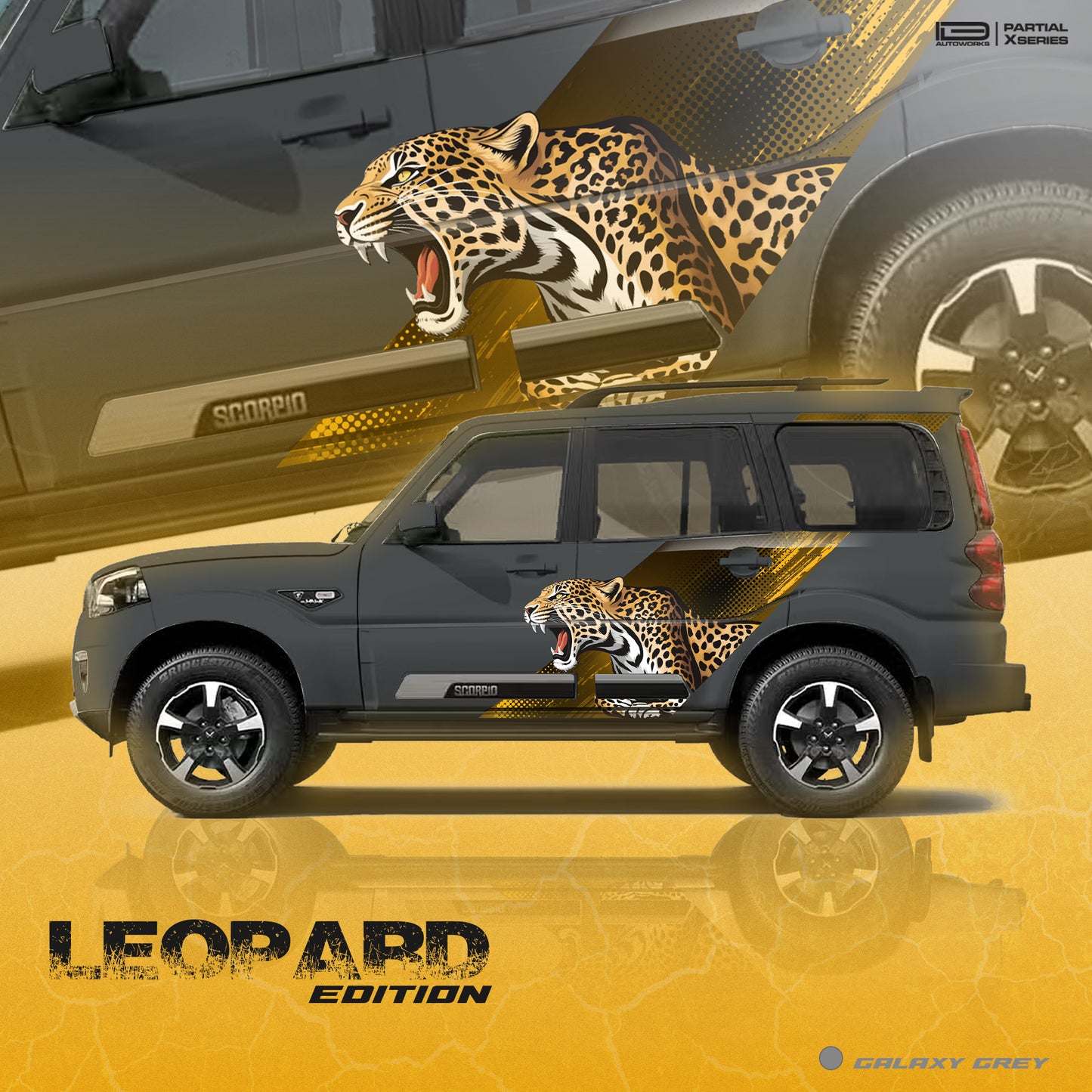 Leopard  Edition Car Graphics for Mahindra Scorpio S11  IDE Partial X Series