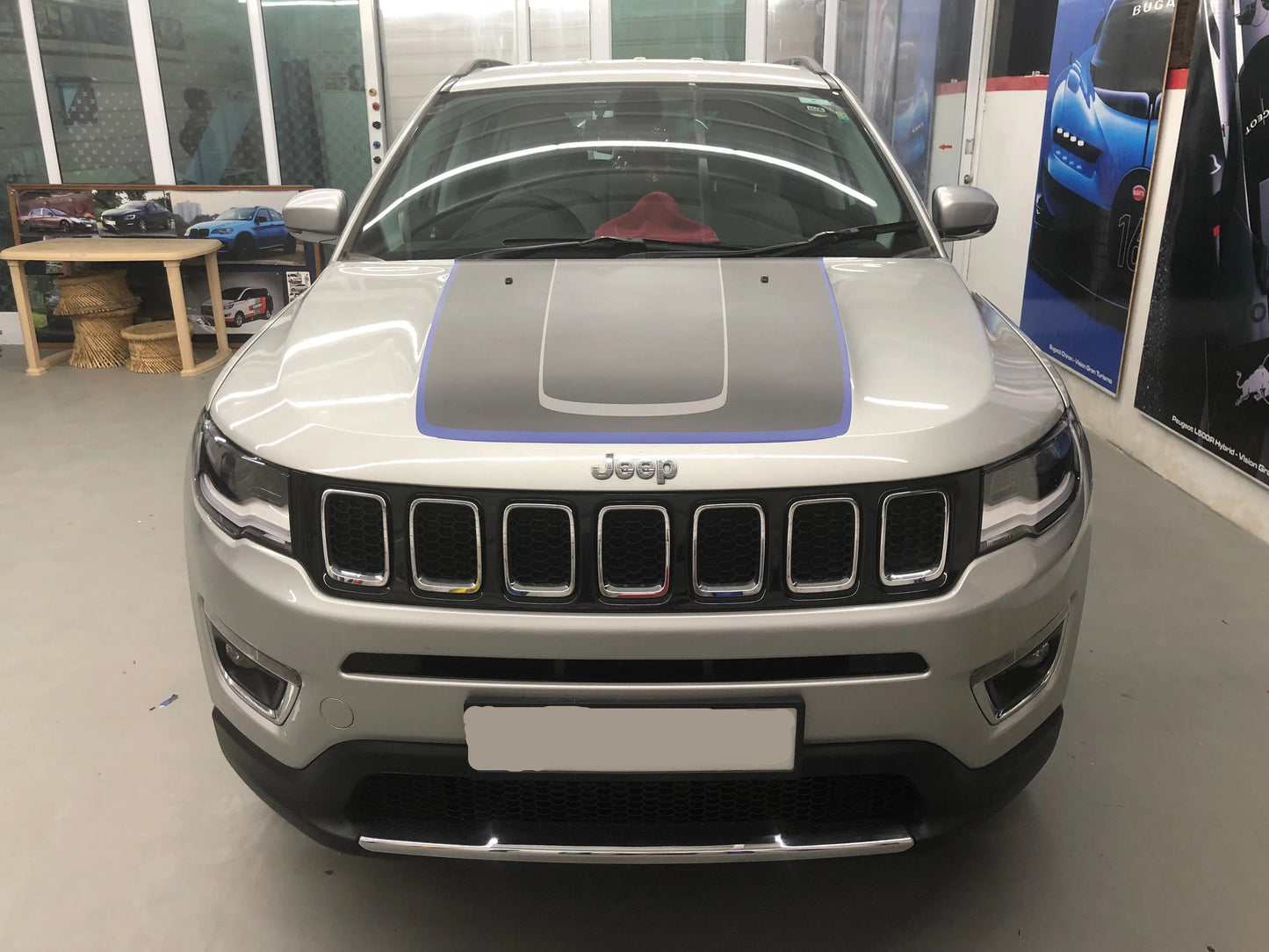 Sports Edition Bonnet Graphics for Jeep Compass silver