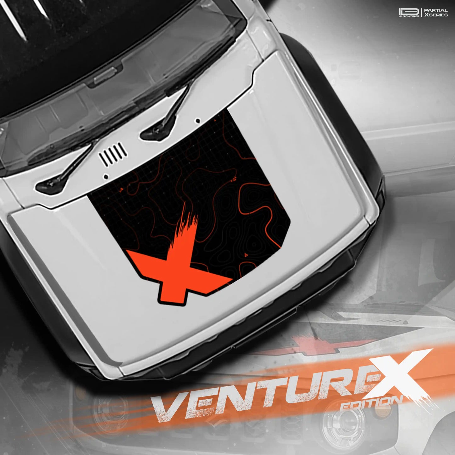 VentureX Edition bonnet Graphics for Maruti Suzuki Jimny white by IDE Graphics Series