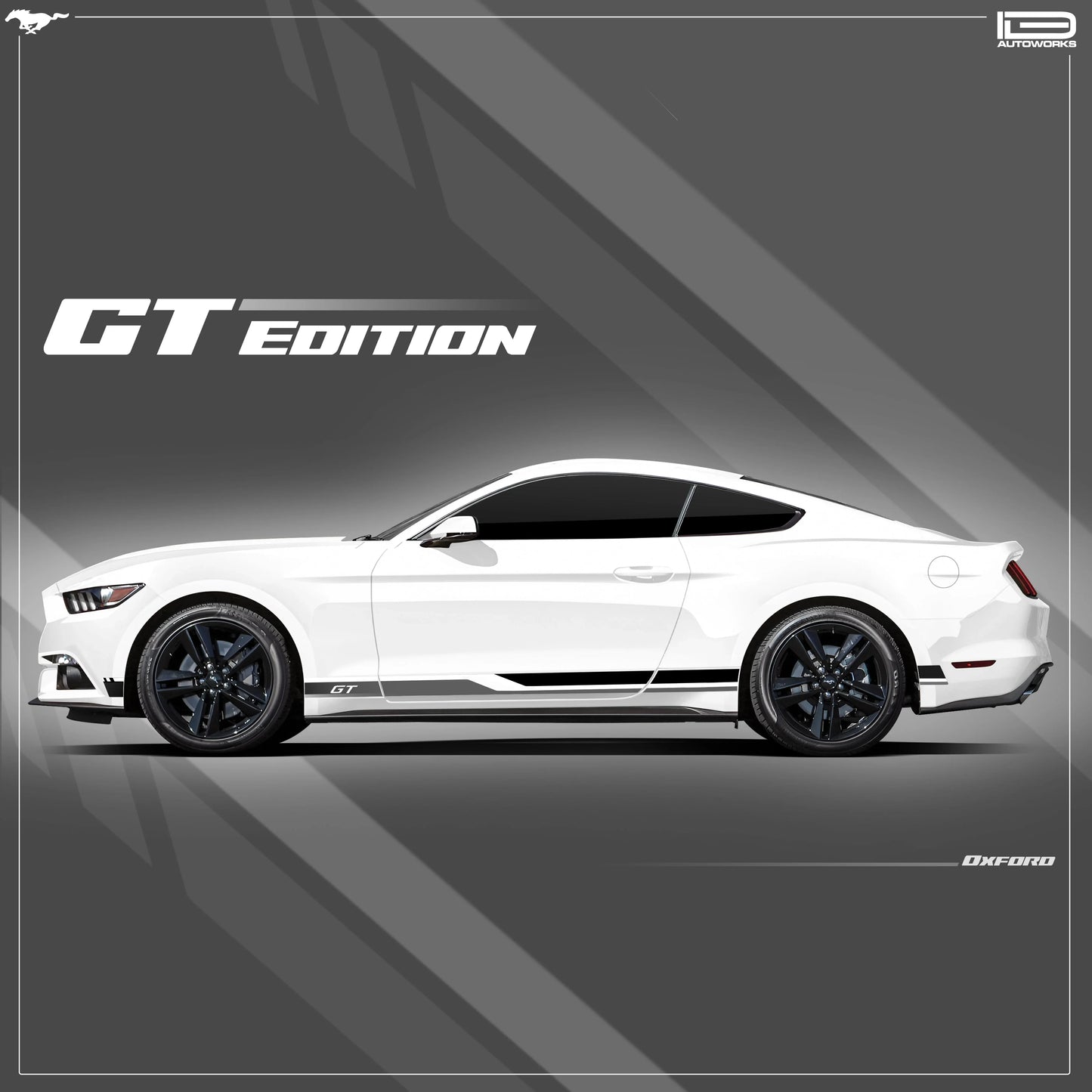 GT Edition Side Graphics for Ford Mustang white