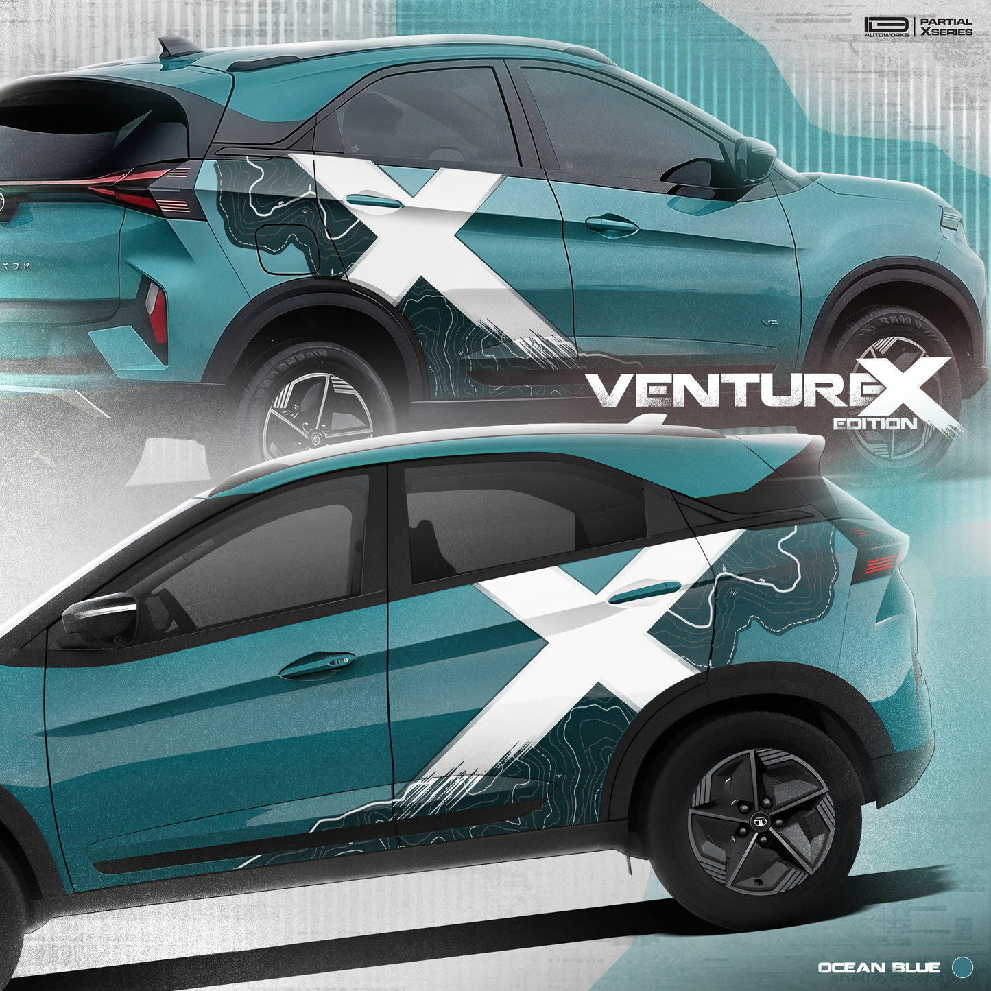 VentureX Edition Graphics for Tata Nexon Blue