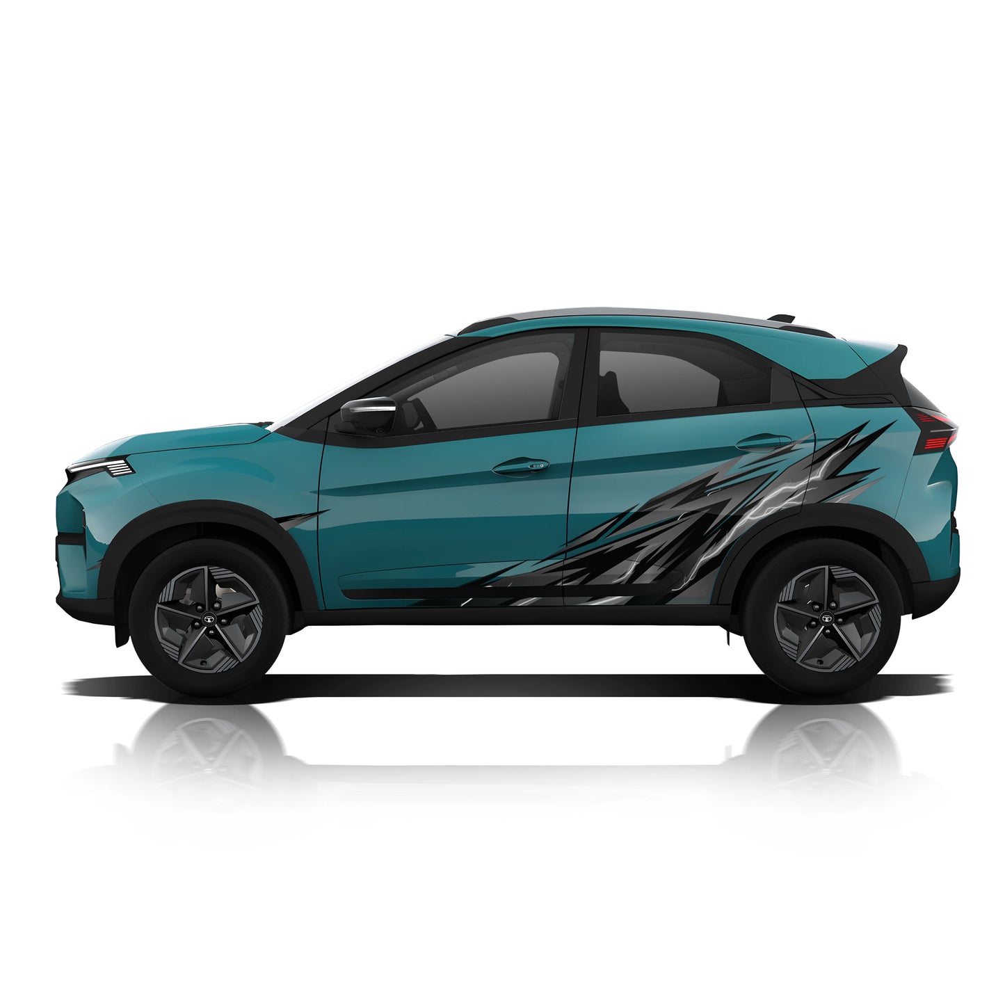 Thunderline Edition partial vinyl wrap for Tata Nexon Ocean blue