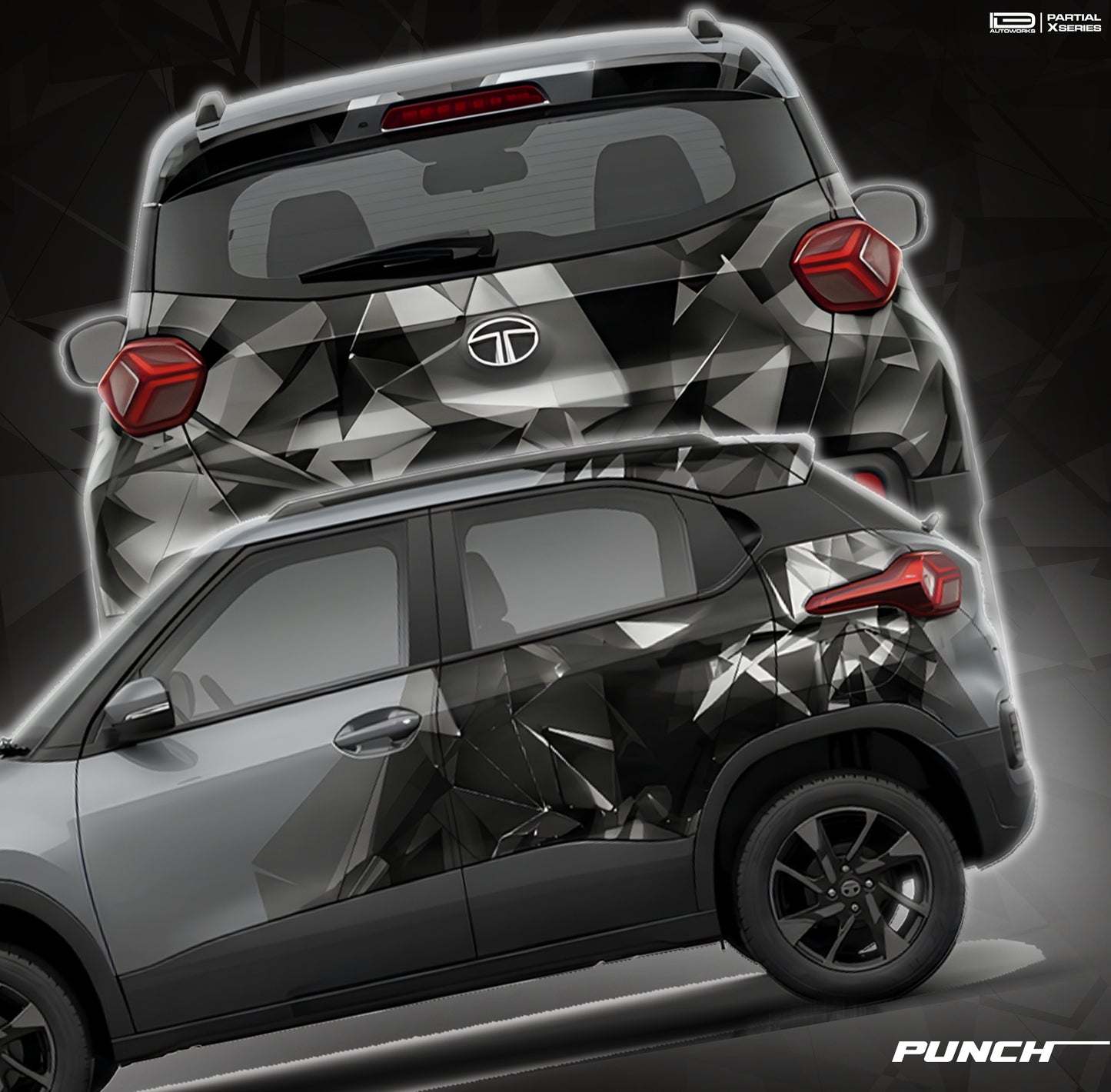 Tata Punch in Daytona Grey with Shatter strike edition graphics by IDE Graphics Series
