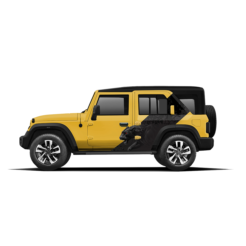 Panther Edition Graphics for Mahindra Thar Roxx yellow
