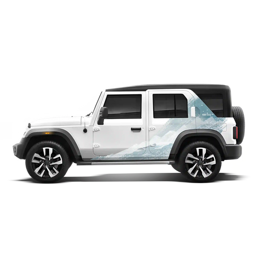 Snowborn Edition Graphics for Mahindra Thar Roxx white
