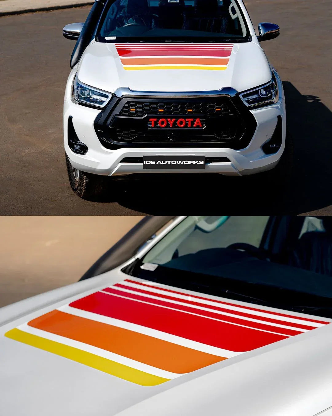 Classic Cruiser Edition Bonnet Graphics for Toyota Hilux white