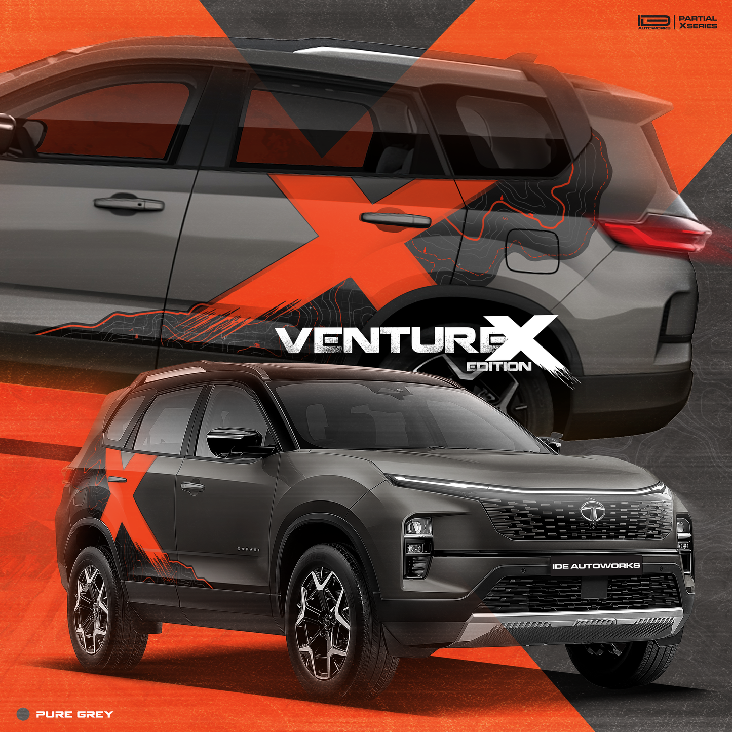 VentureX Edition Graphics for Tata Safari grey
