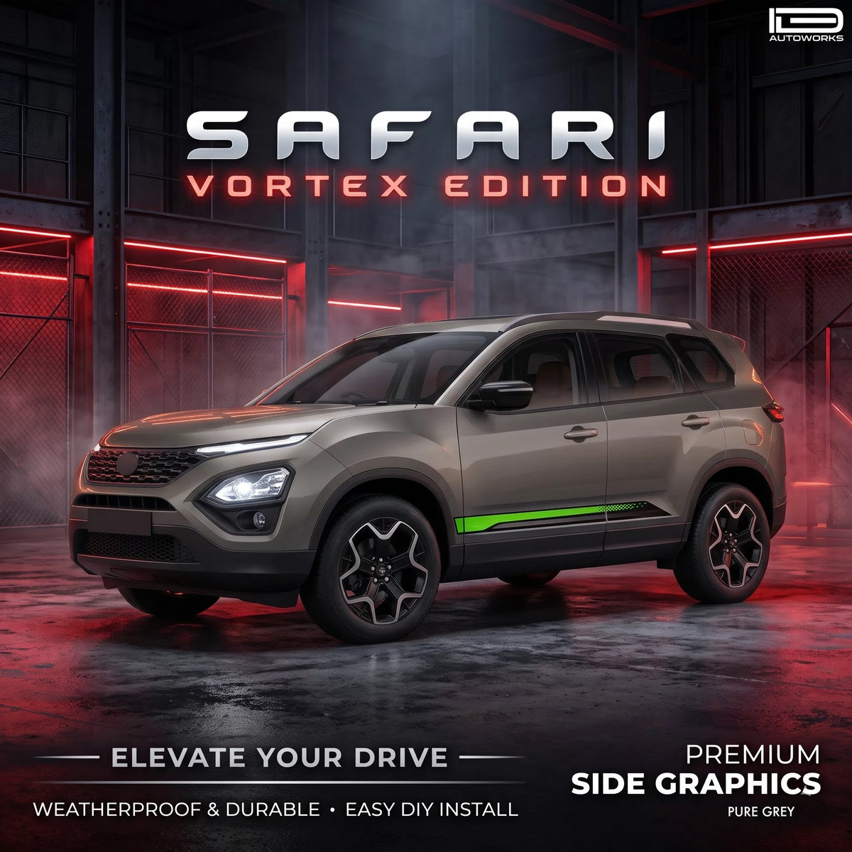 Vortex Edition Graphics for Tata Safari Pure grey