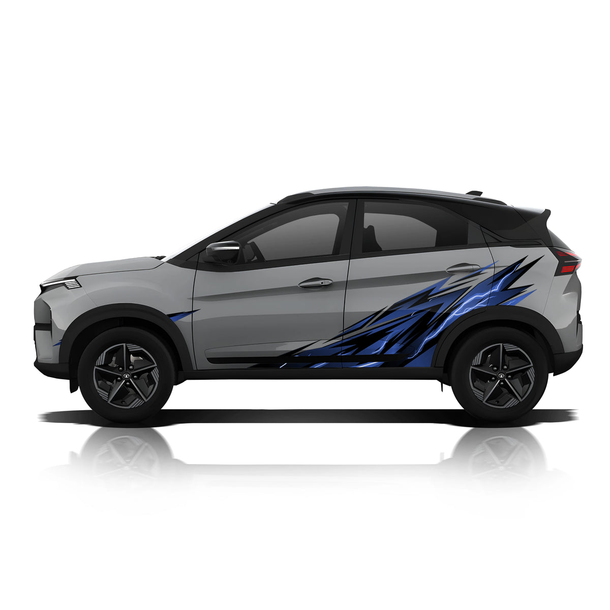 Thunderline Edition partial vinyl wrap for Tata Nexon Pure grey