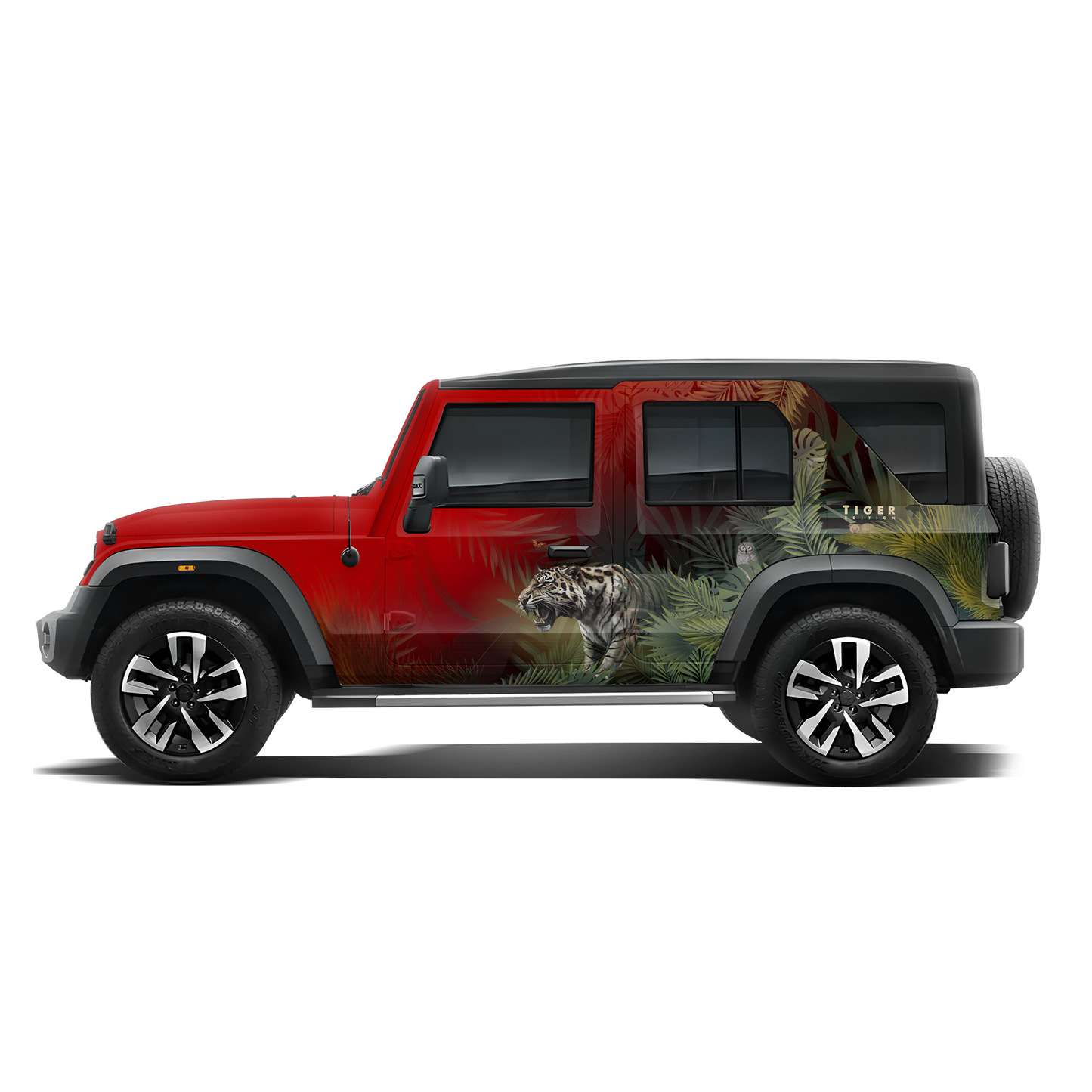 Predator Edition Edition Graphics for Mahindra Thar Roxx Red by IDE AUTOWORKS