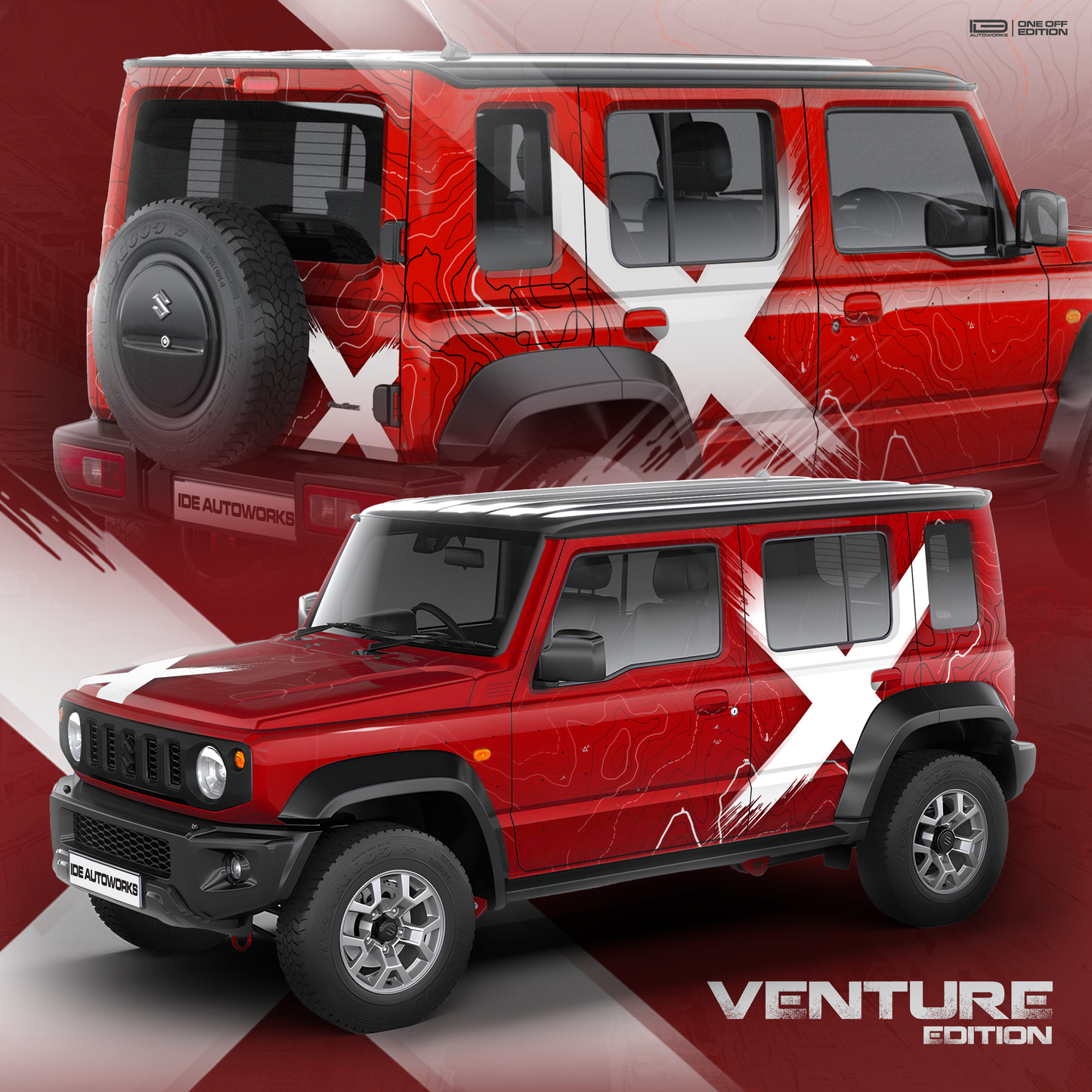VentureX Edition Graphics for Maruti Suzuki Jimny red