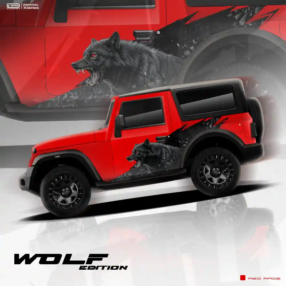 Wolf Edition Graphics for Mahindra Thar White IDE Partial X Series