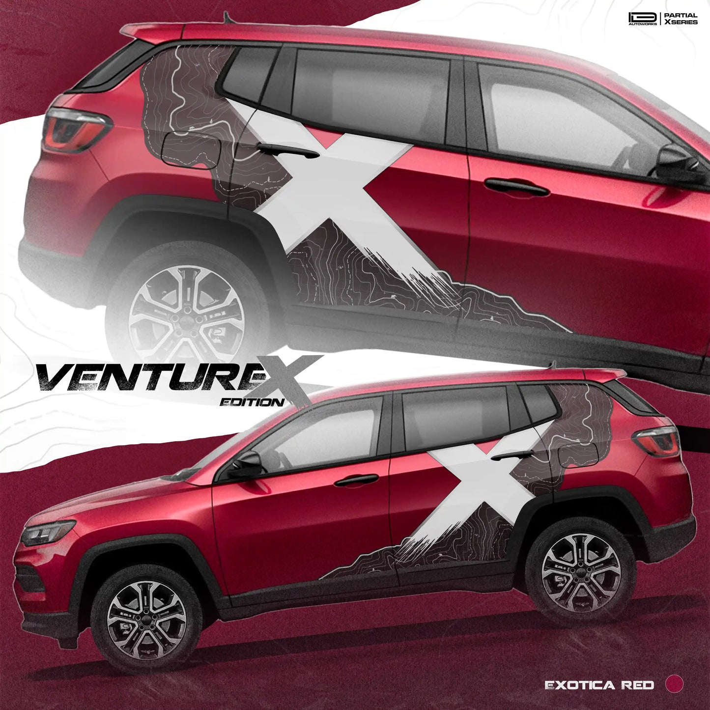 Venture X Edition IDE Partial X Series graphics for the Jeep Compass blue