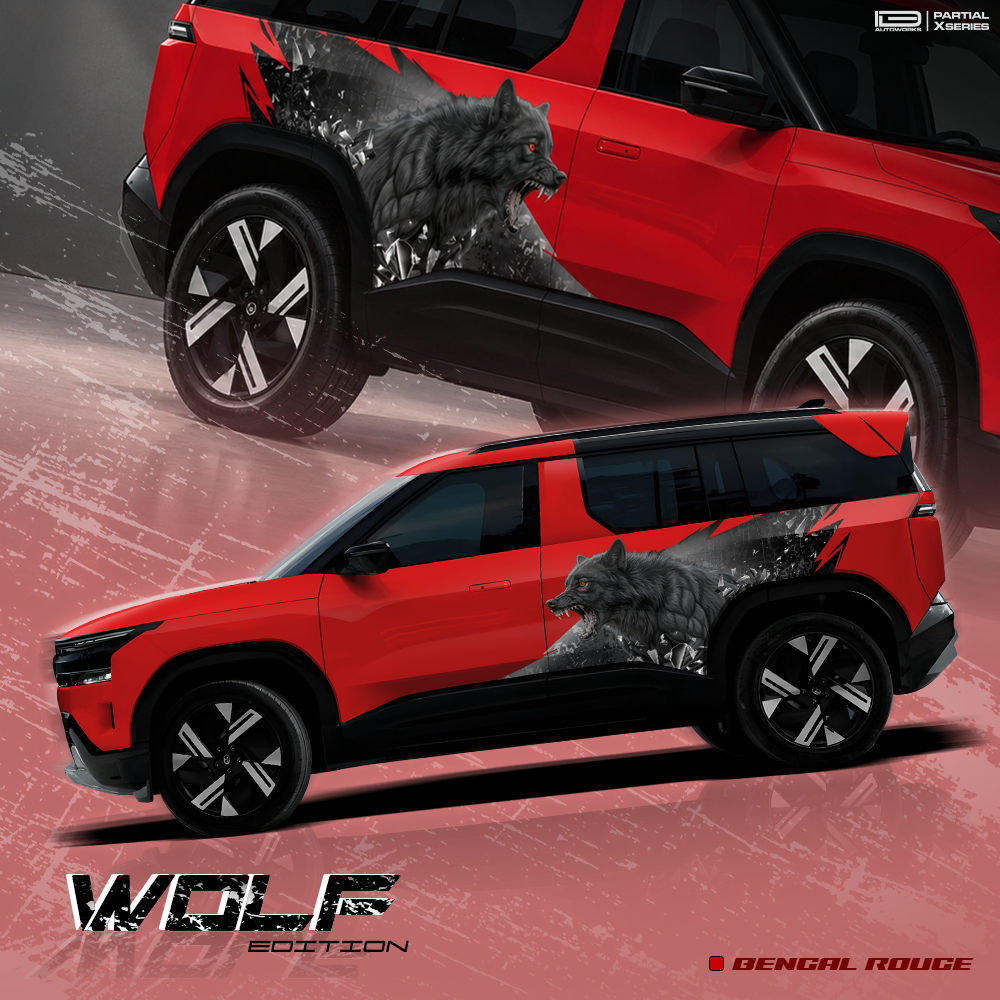 Wolf edition graphics for tata Sierra Red
