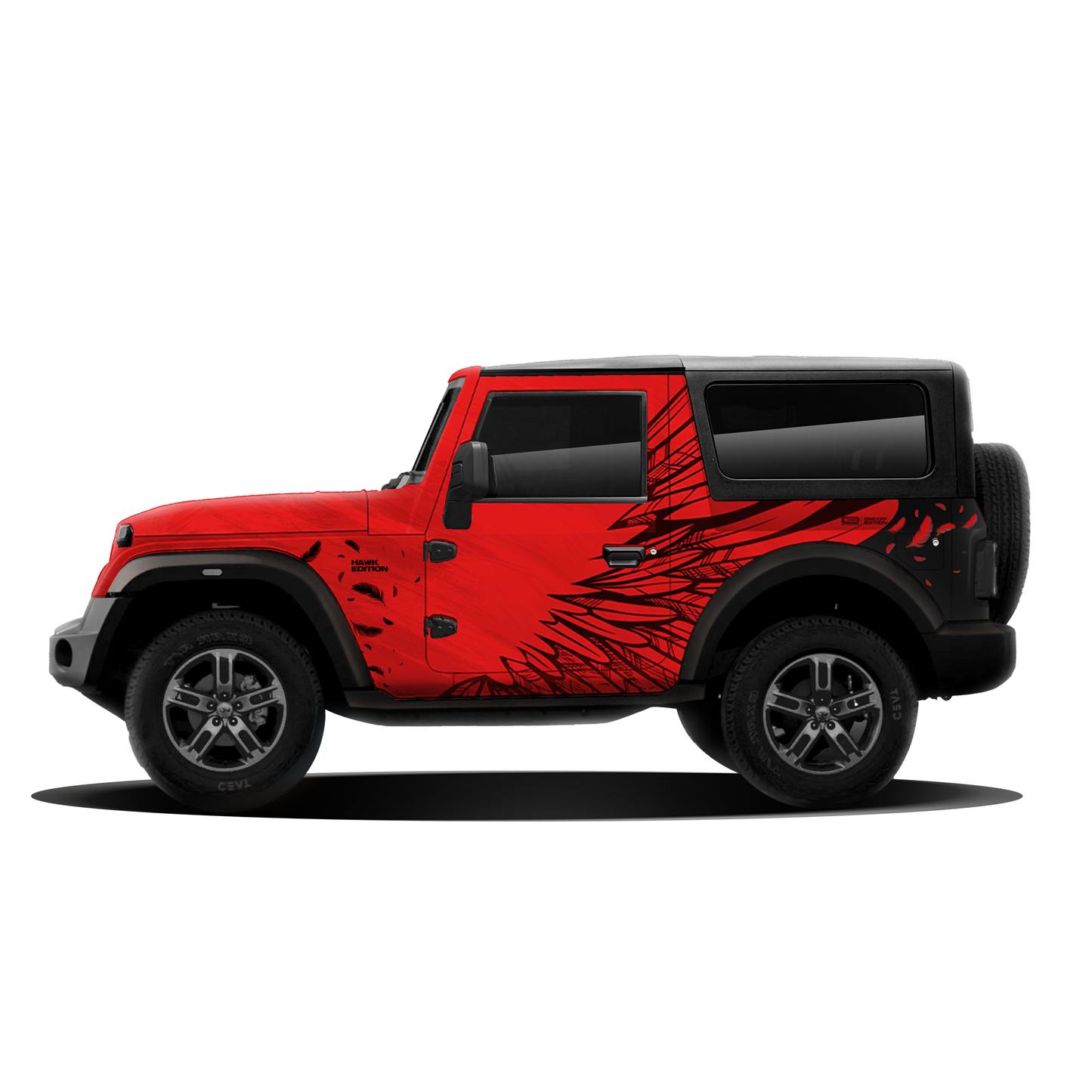 Hawk Edition Graphics for Mahindra Thar  red