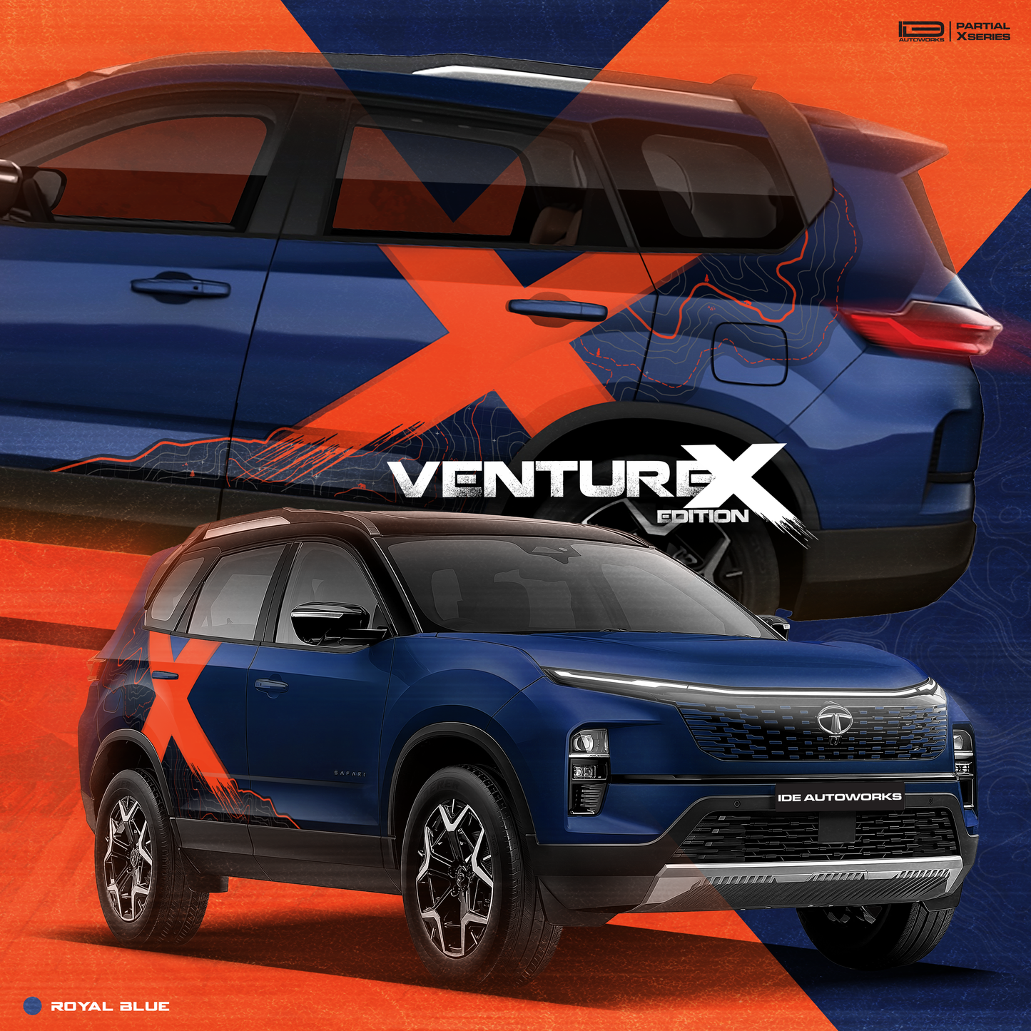 VentureX Edition Graphics for Tata Safari blue