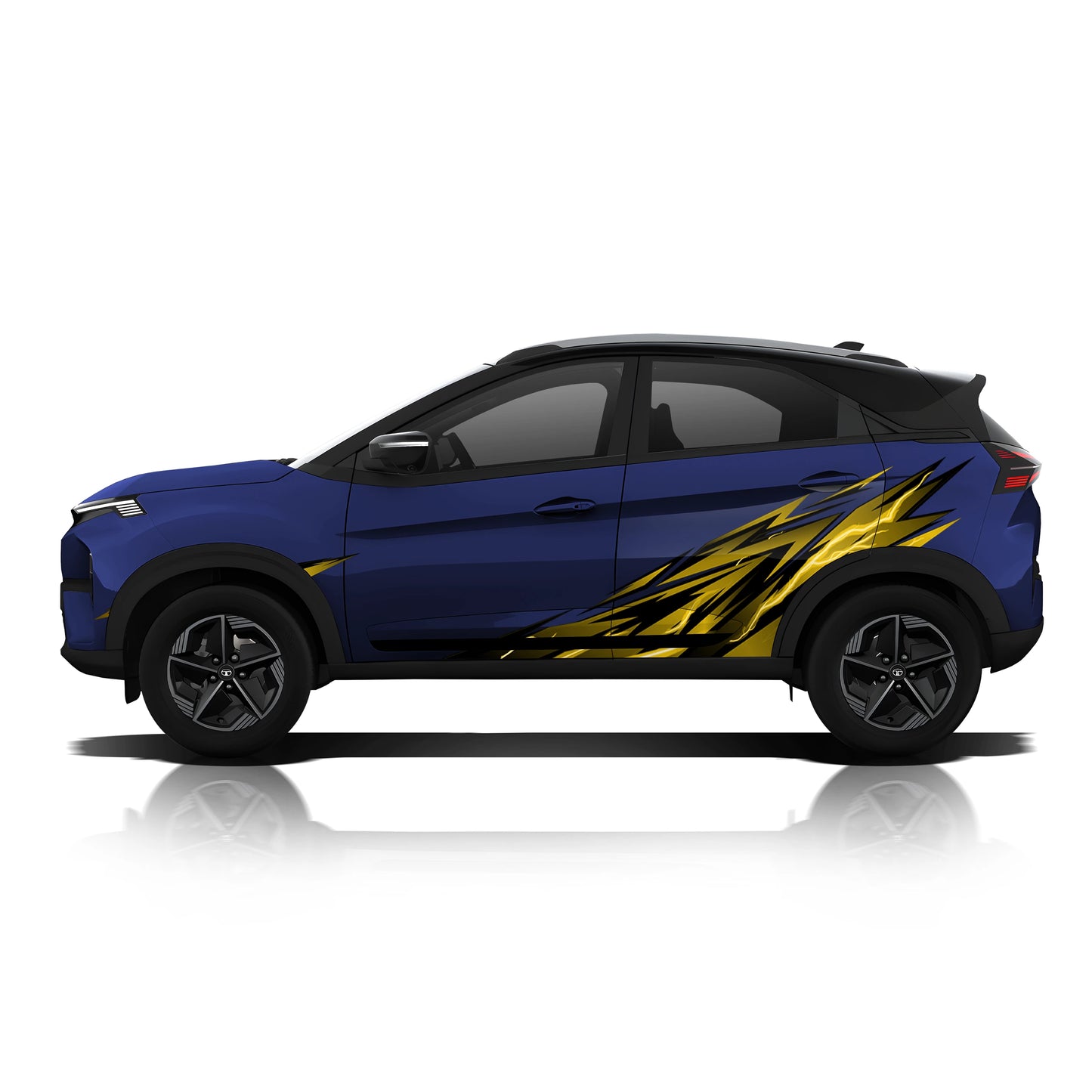 Thunderline Edition partial vinyl wrap for Tata Nexon Royal Blue 