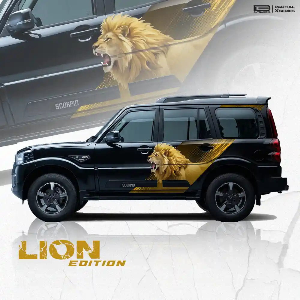 Lion Edition Car Graphics for Mahindra Scorpio S11 | IDE Partial X Series