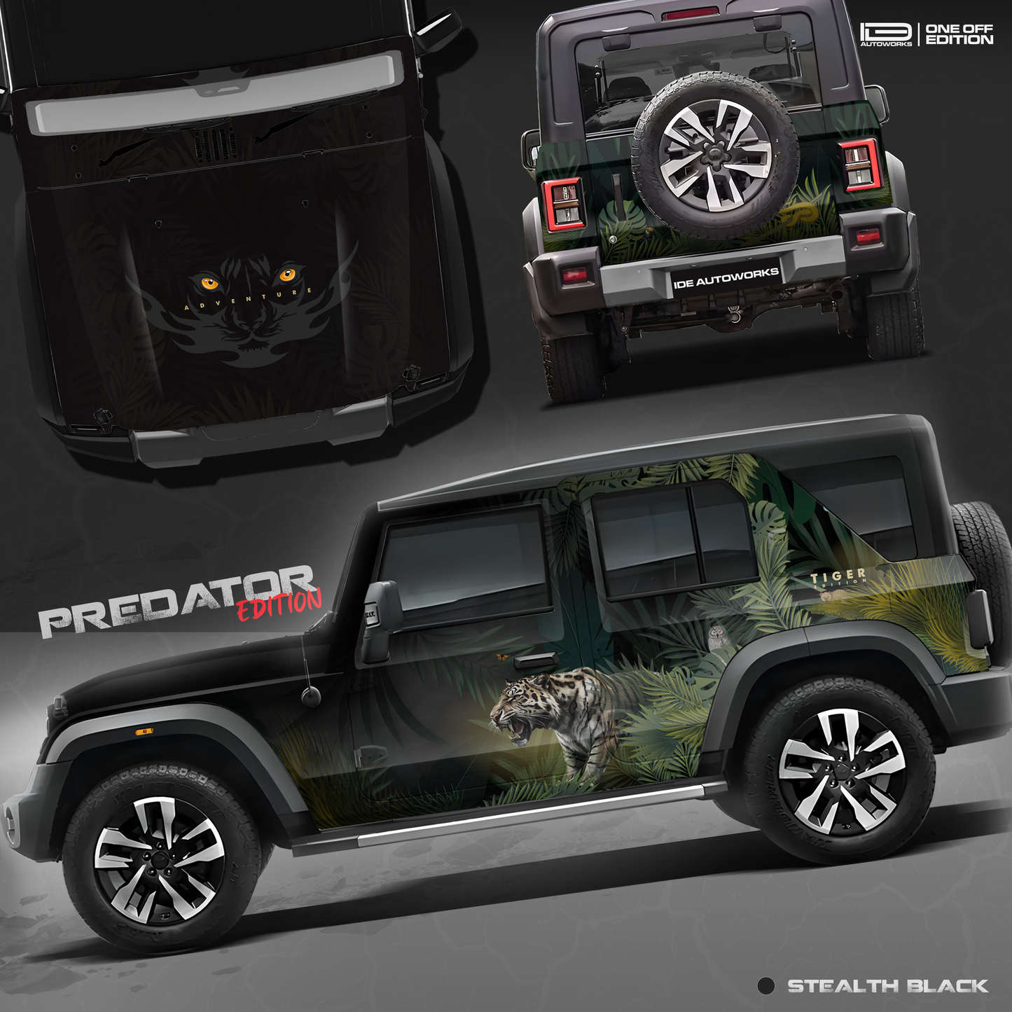 Predator Edition Edition Graphics for Mahindra Thar Roxx Black by IDE AUTOWORKS