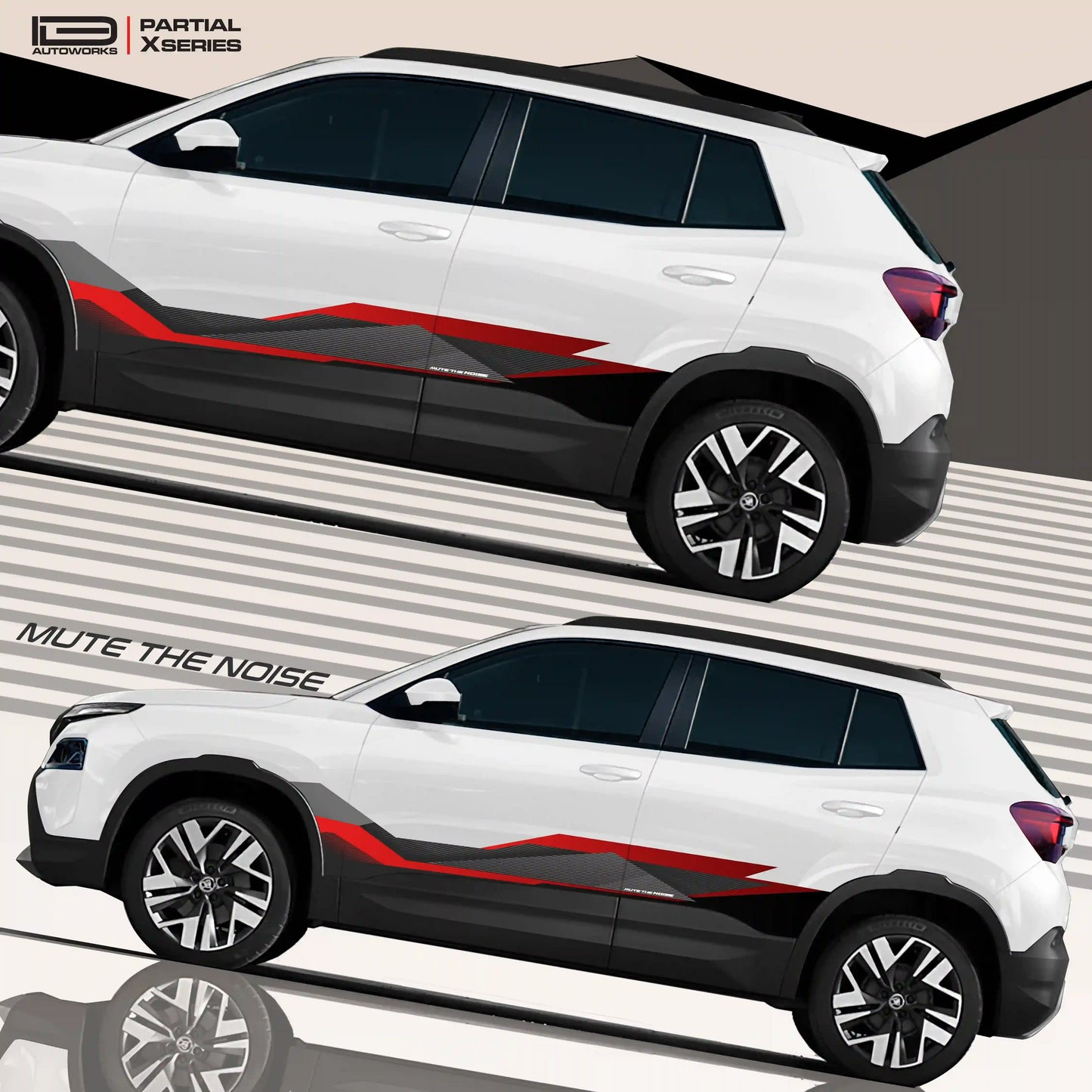 Mute The Noise Edition Graphics for Skoda Kylaq red