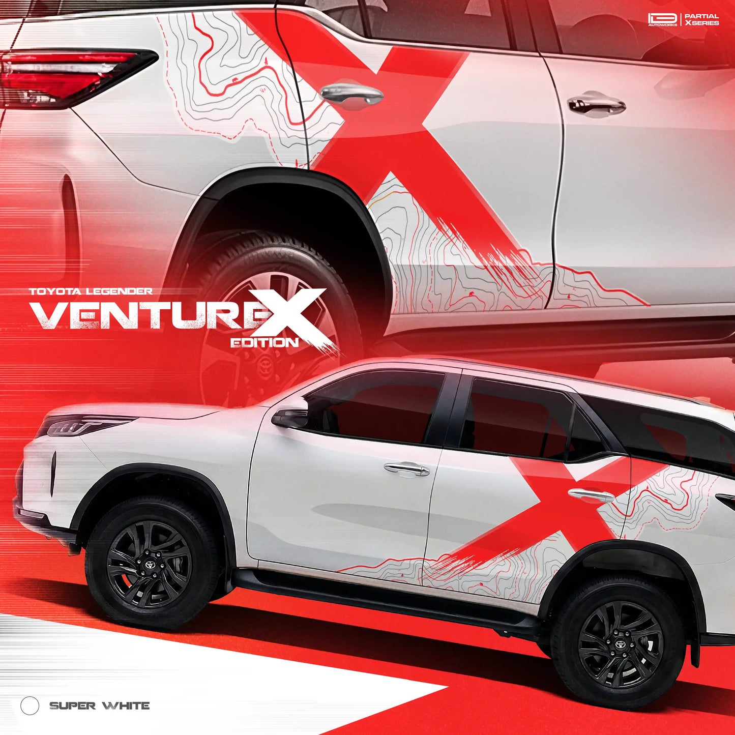 VentureX Edition Graphics for Toyota Fortuner white 