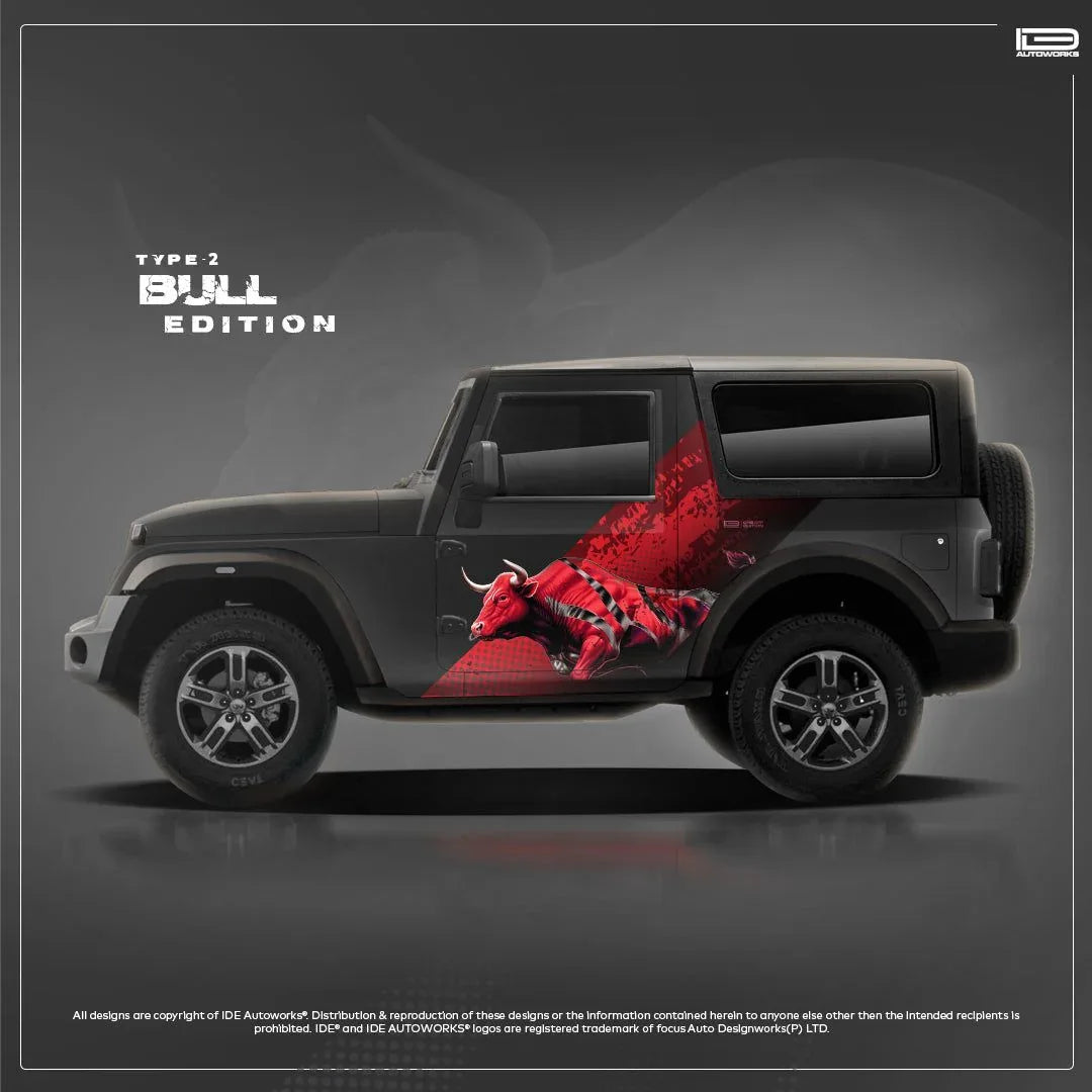 Bull Edition Graphics for Mahindra Thar black