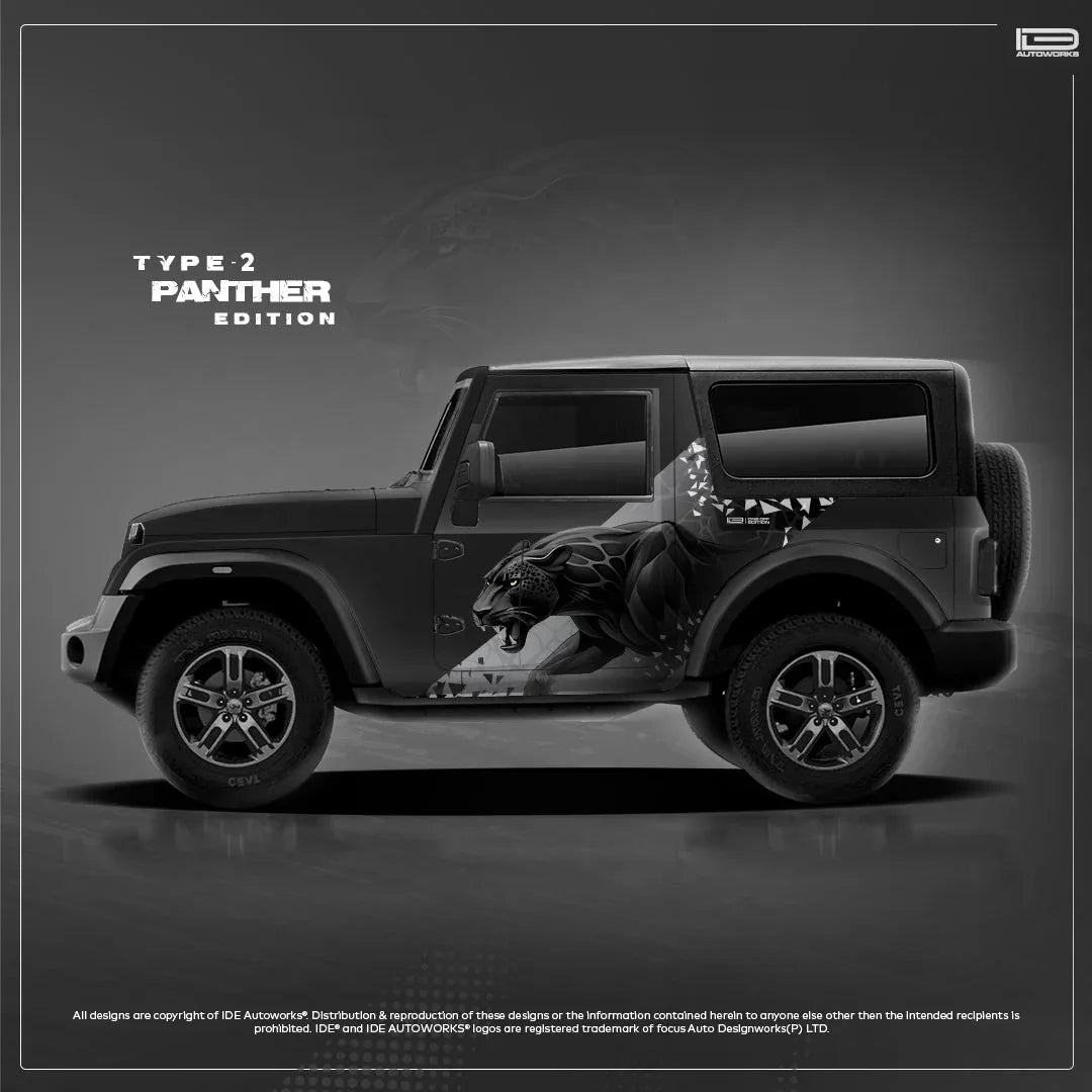 Panther Edition Graphics for Mahindra Thar black