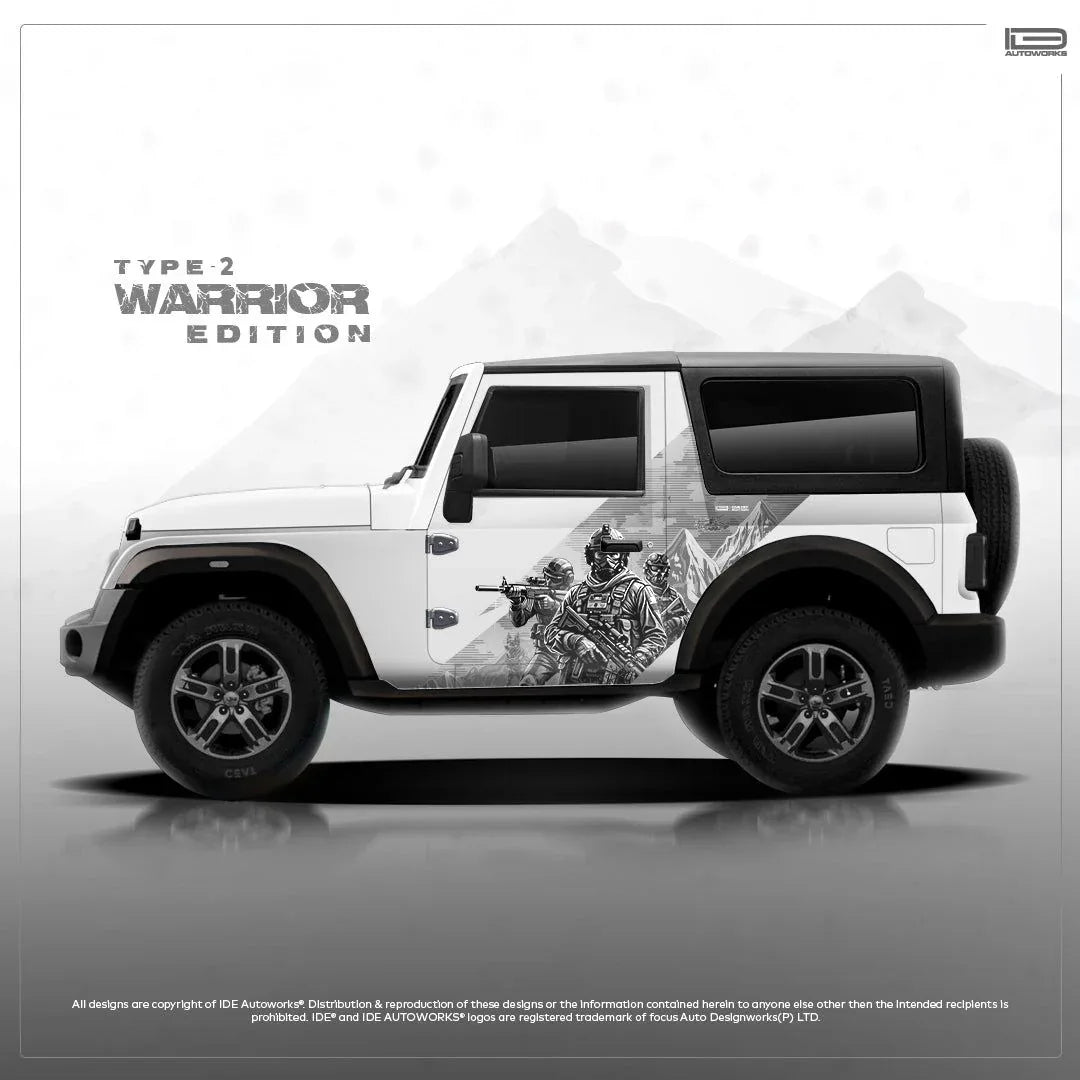 Warrior Edition Graphics for Mahindra Thar white