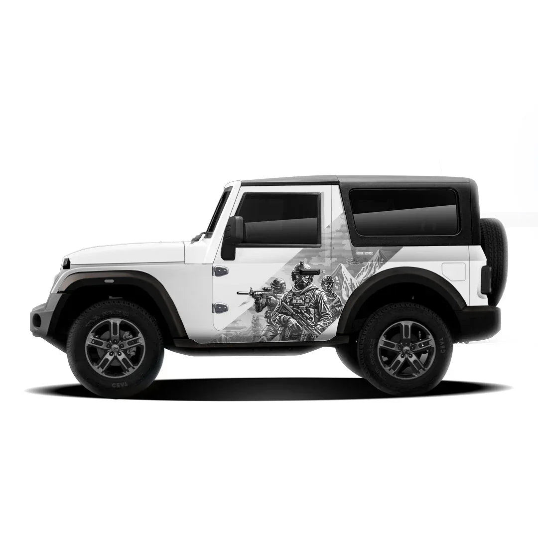 Warrior Edition Graphics for Mahindra Thar white
